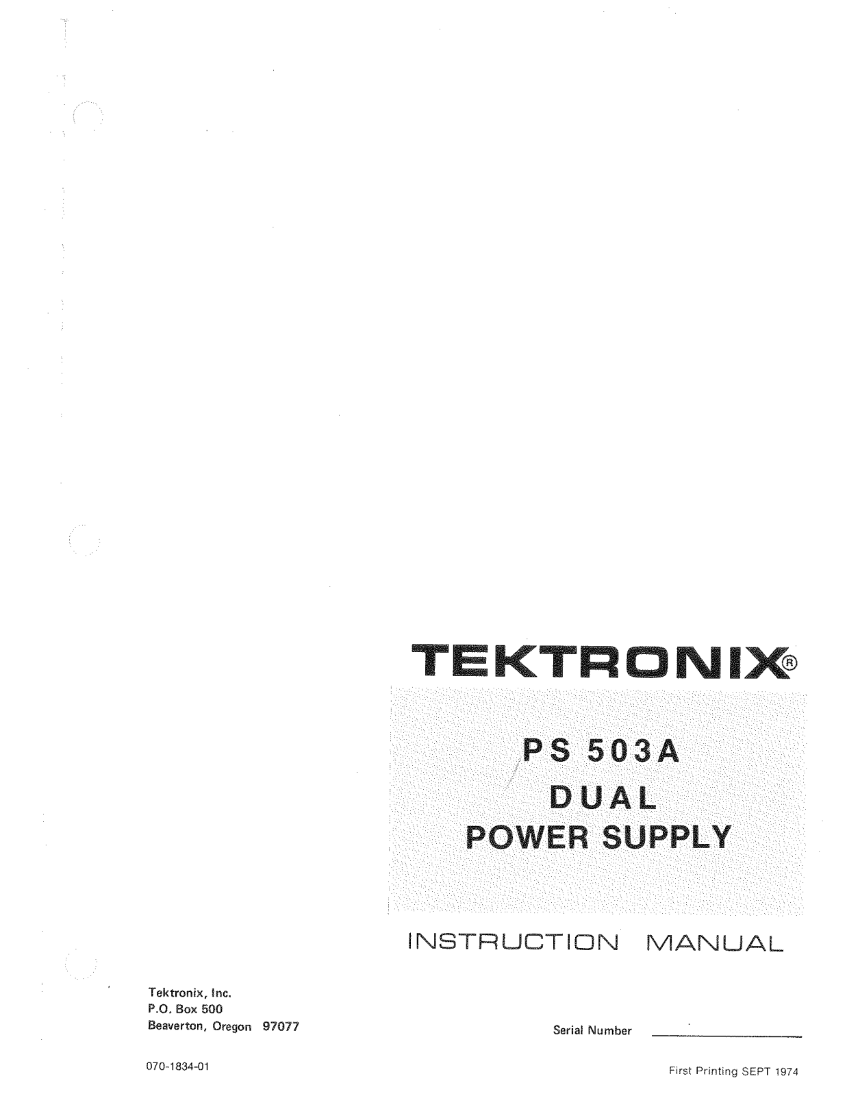 Tektronix PS 503A User Manual