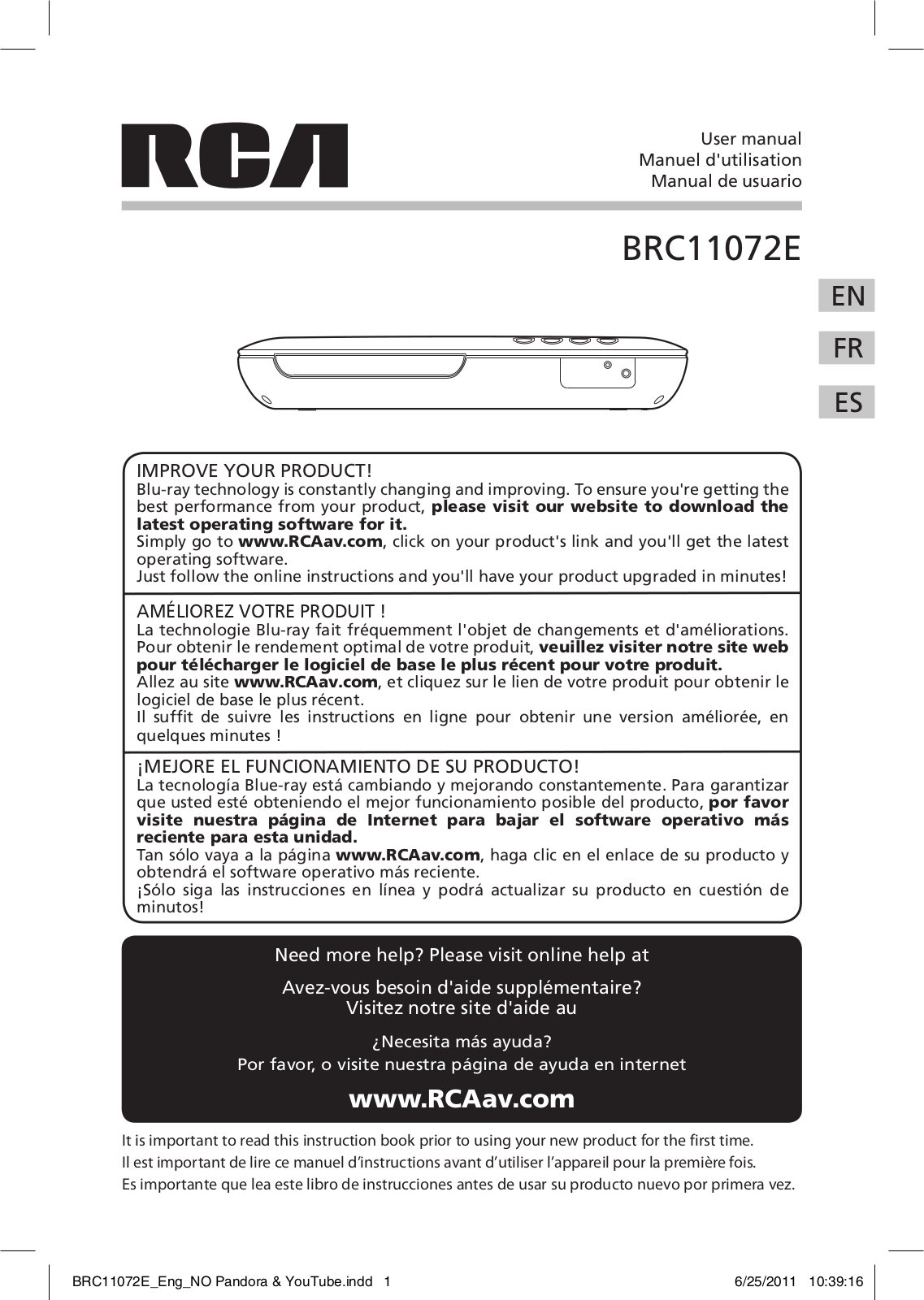 RCA BRC11072E Owner's Manual