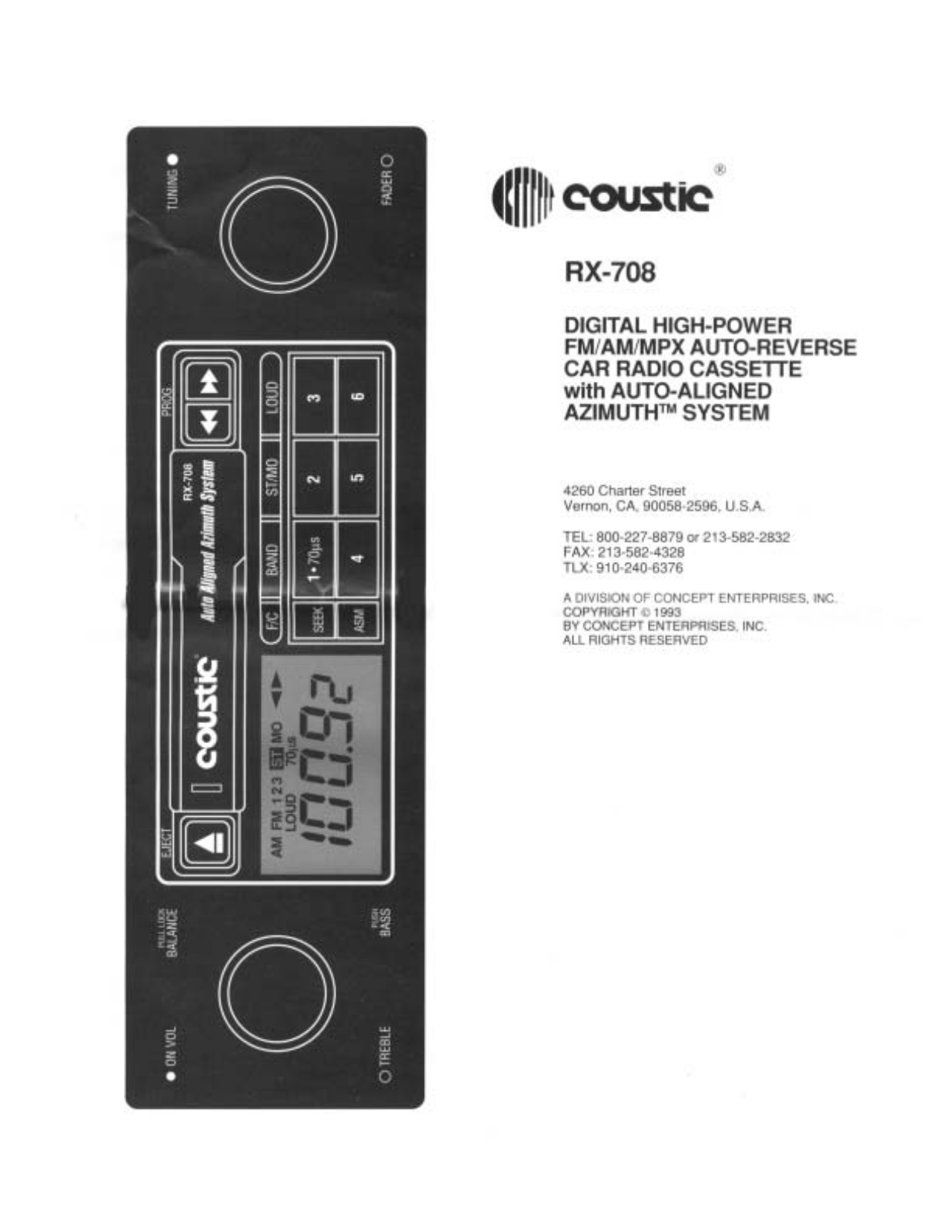 Coustic RX-708 Instruction Manual