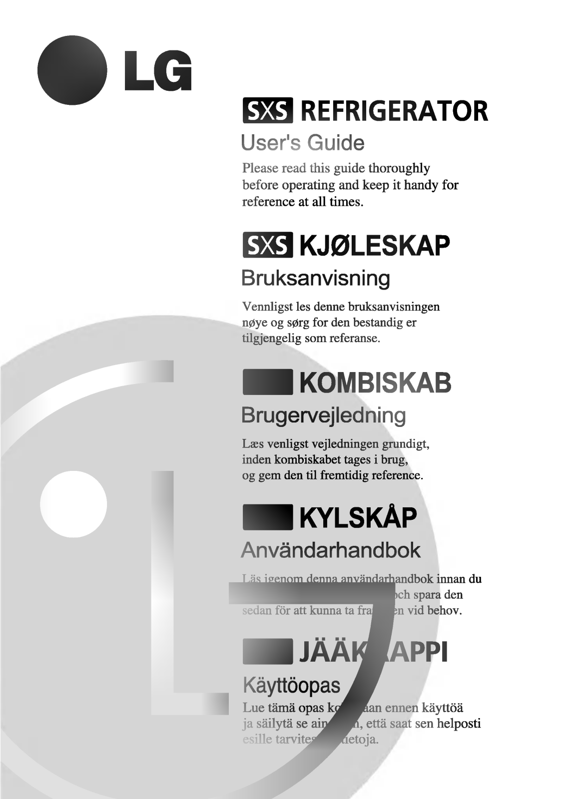 LG GR-L207GTGA Instruction book