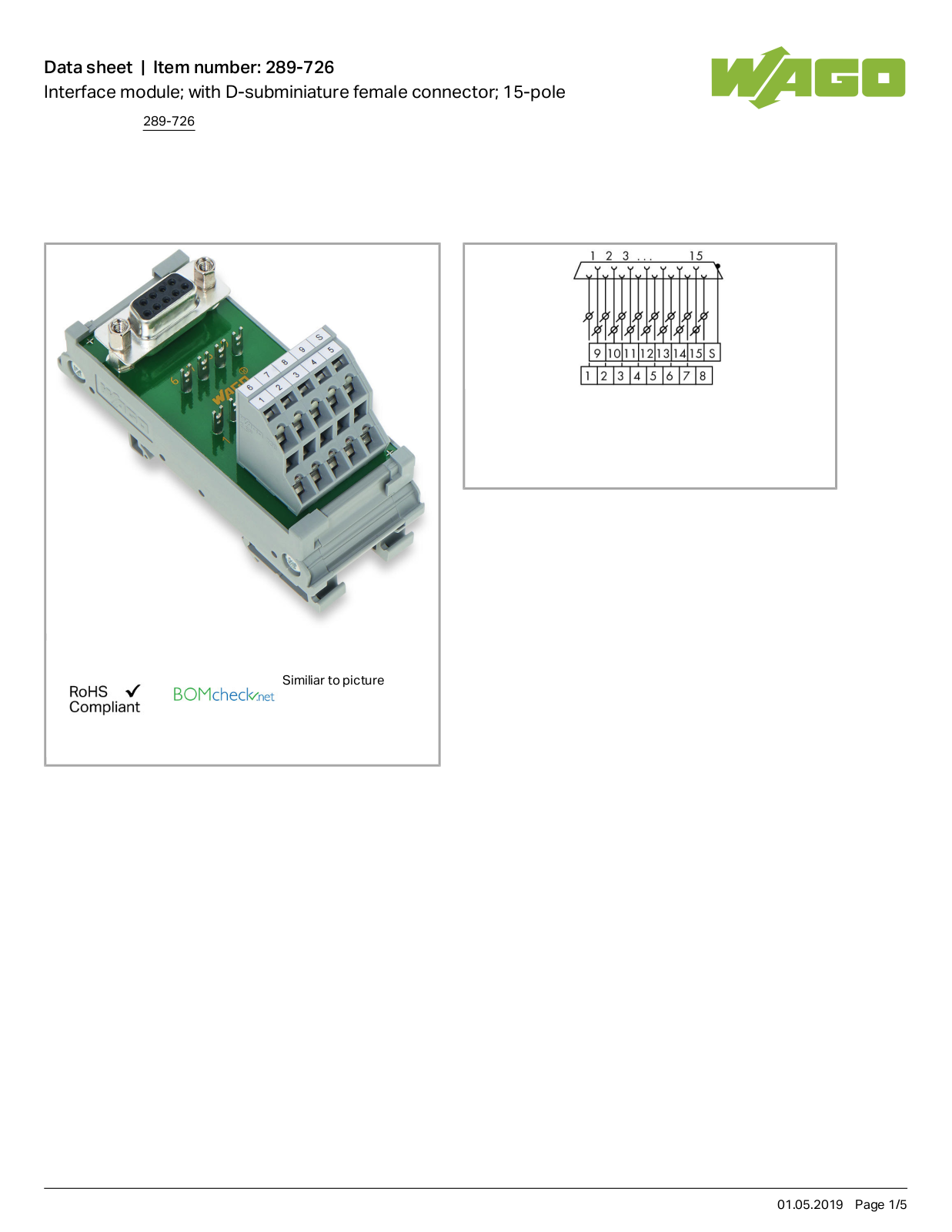 Wago 289-726 Data Sheet