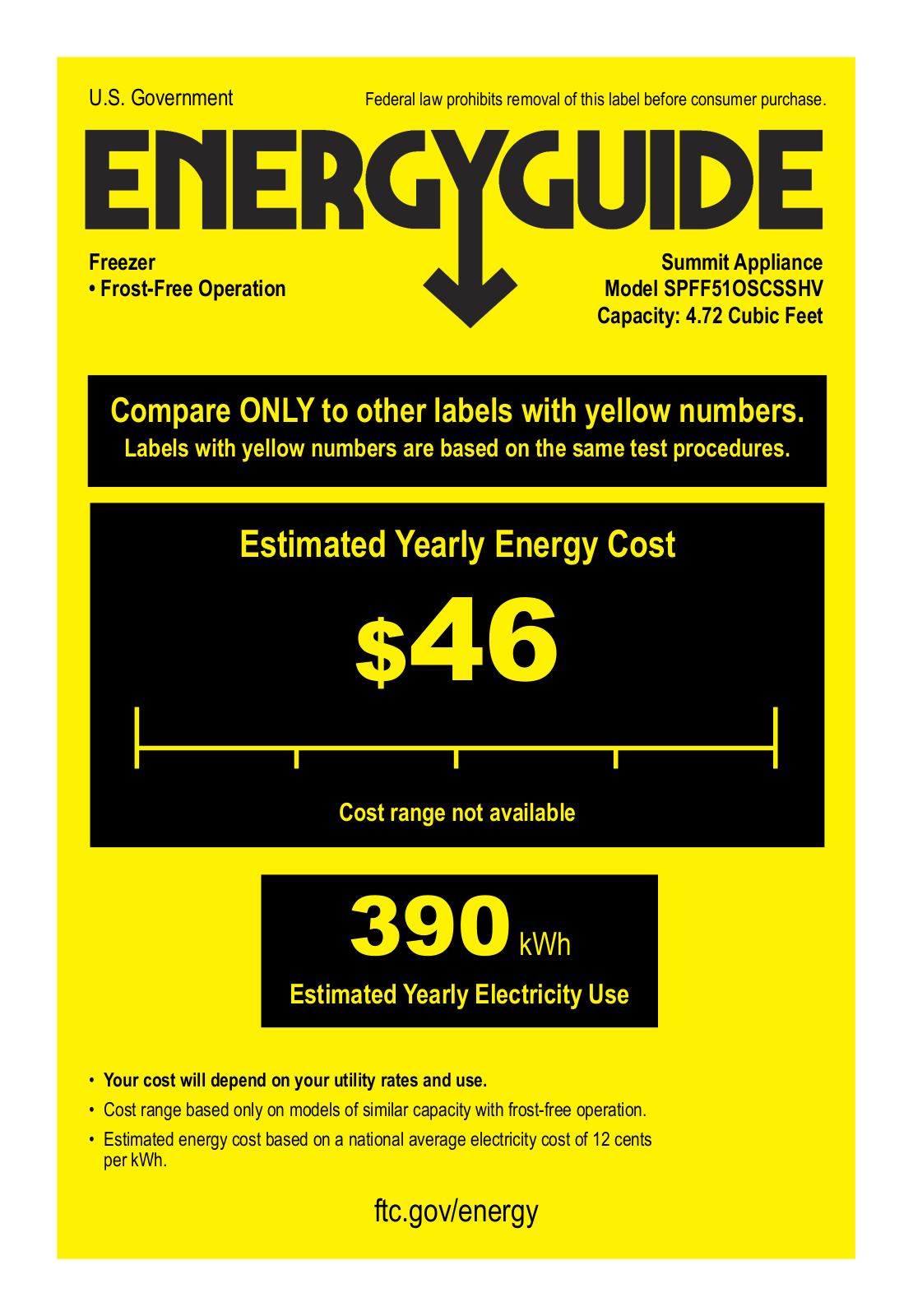 Summit SPFF51OSCSSHV Energy manual