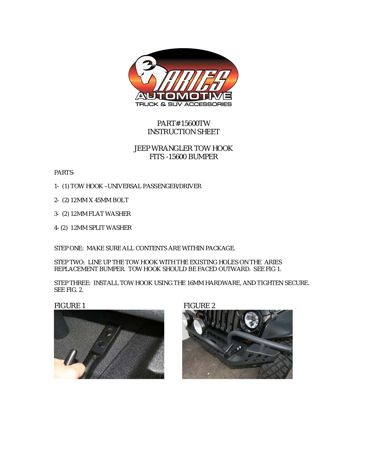 Aries Automotive 15600TW User Manual