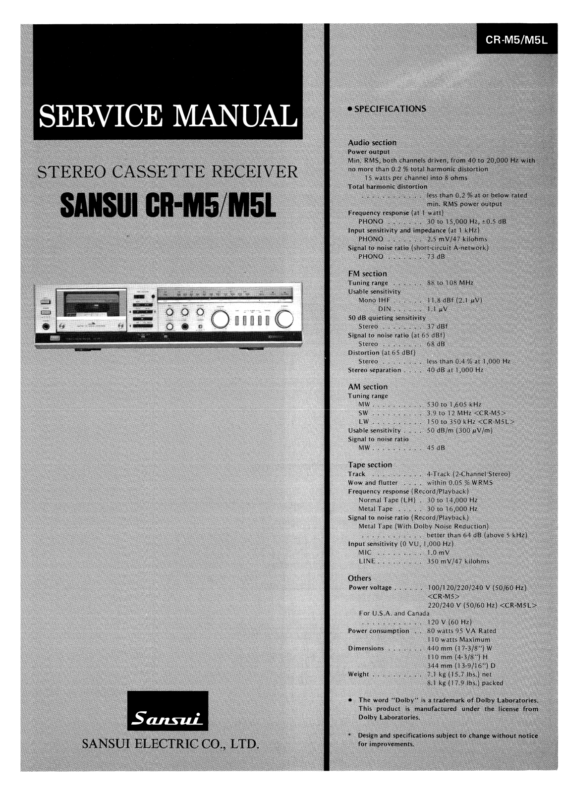 Sansui CR-M5 Service Manual