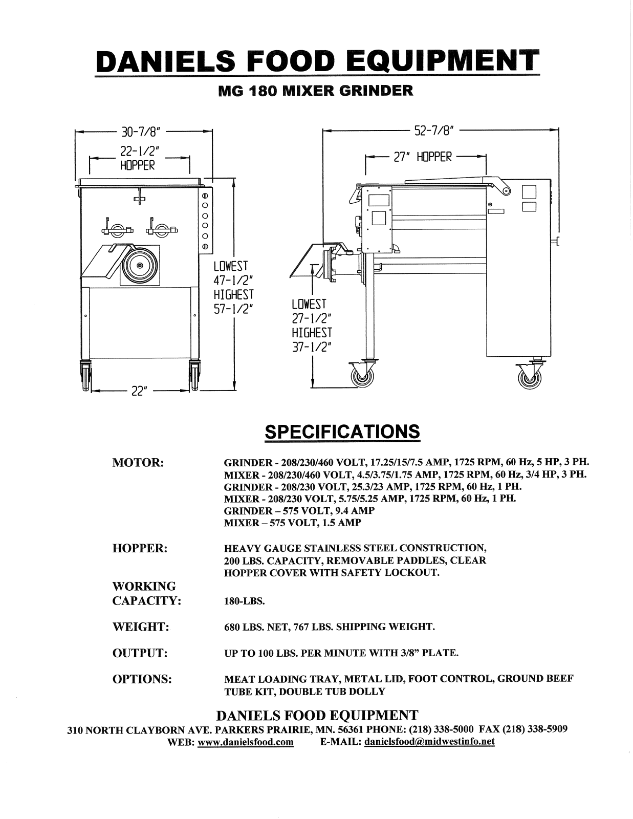 Daniels MG-180 User Manual