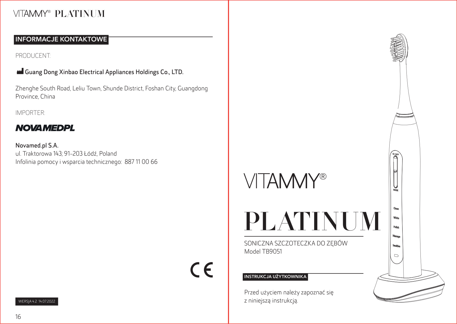 VITAMMY Platinum, TB9051 User guide - ManualMachine.com