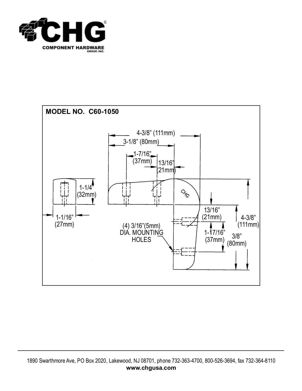 Component Hardware C60-1050 User Manual