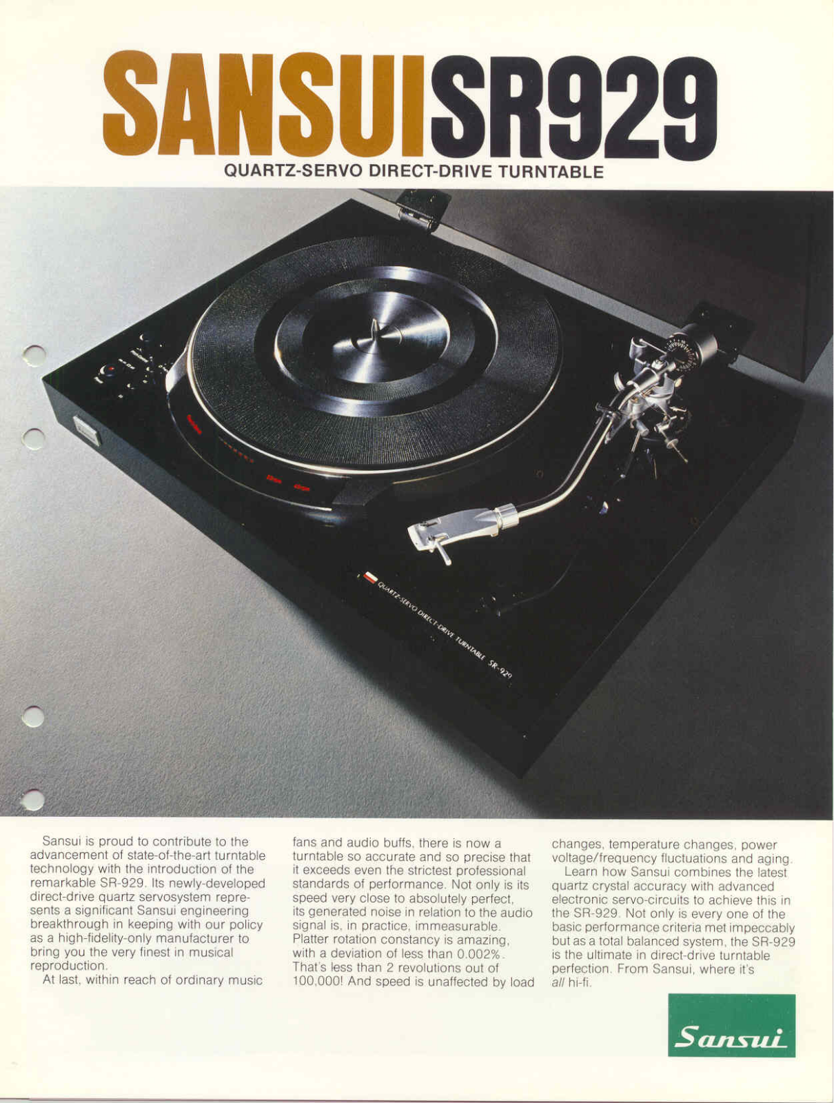 Sansui SR-929 Brochure