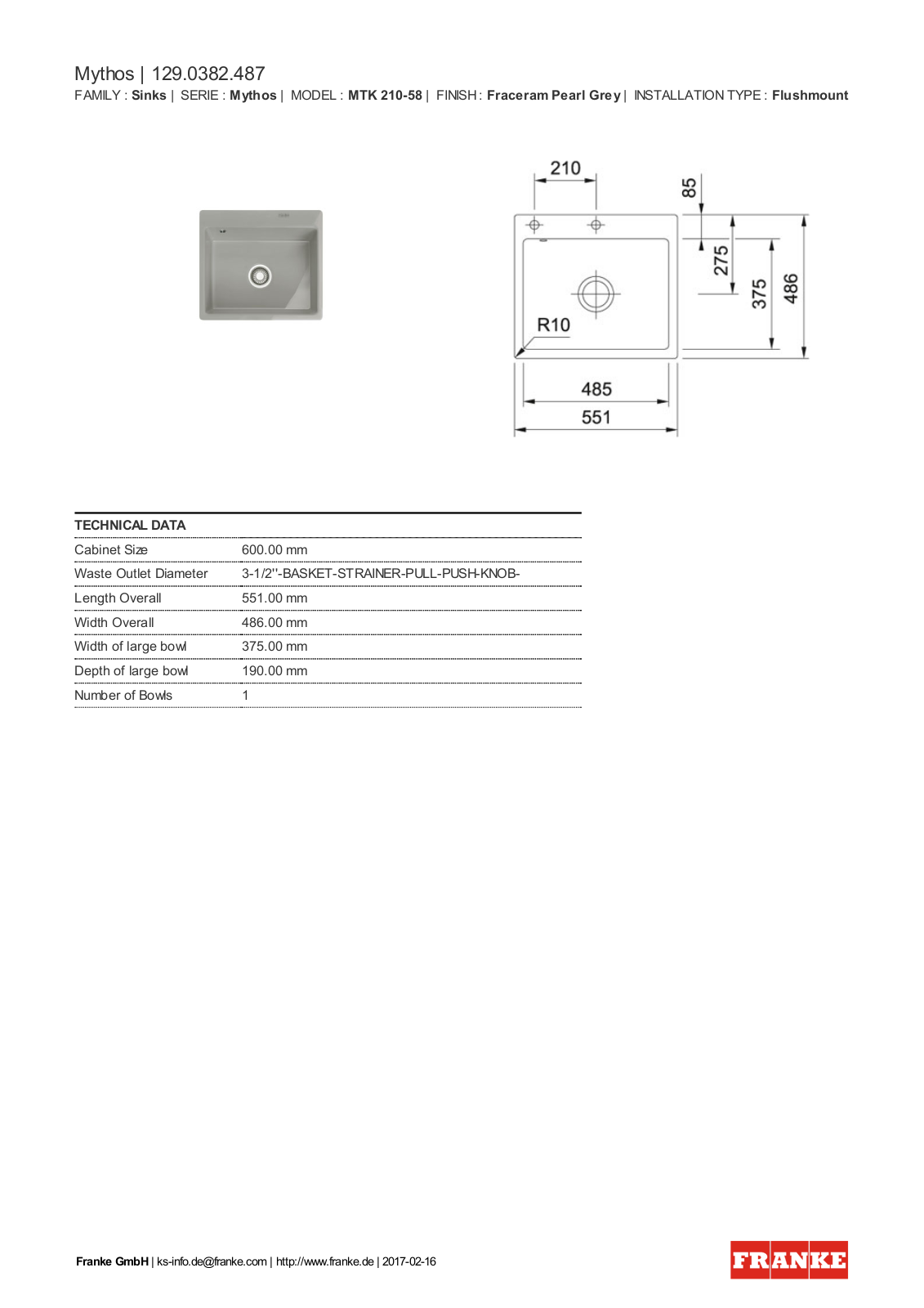 Franke 129.0382.487 Service Manual