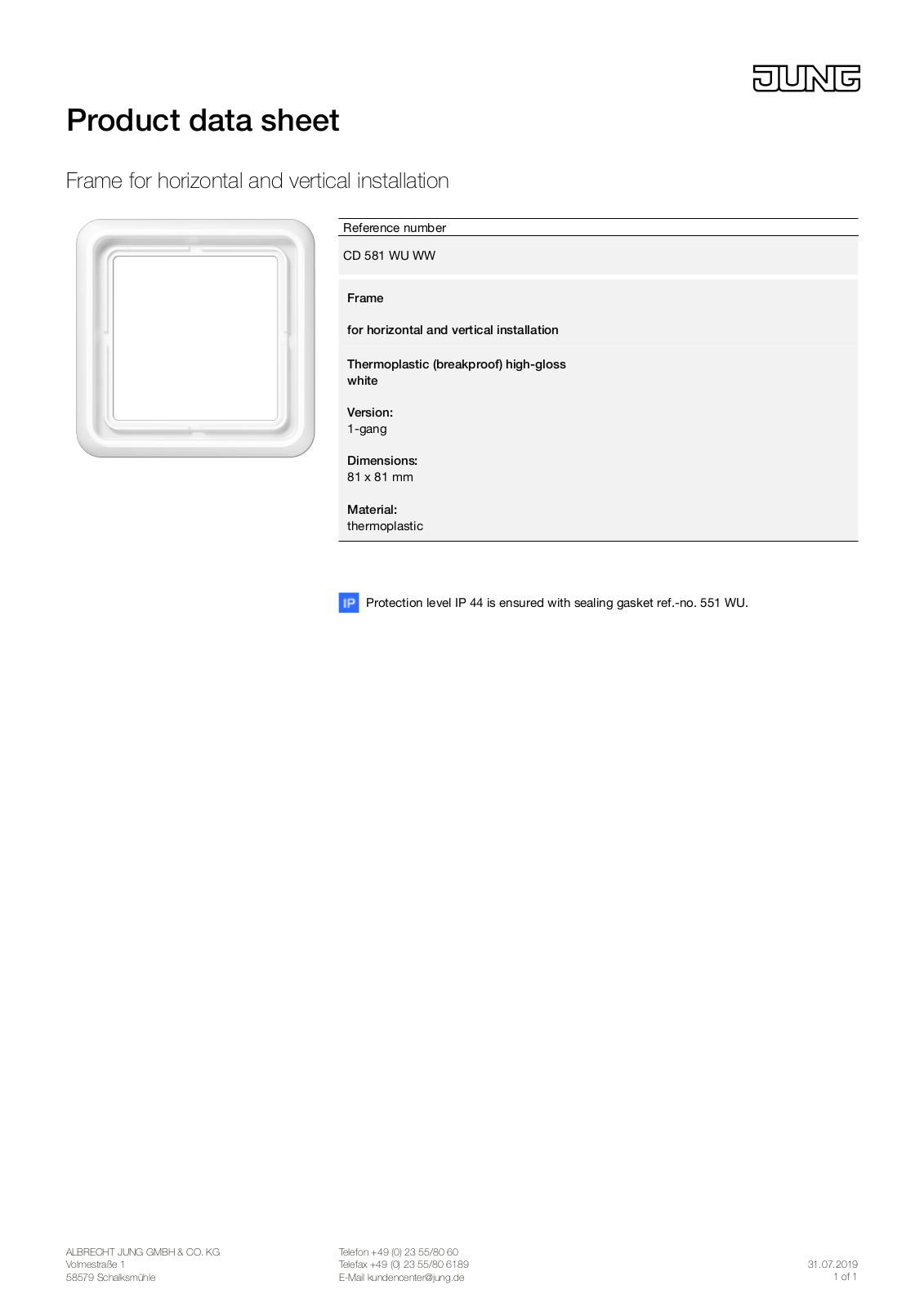 Jung CD 581 WU WW User Manual