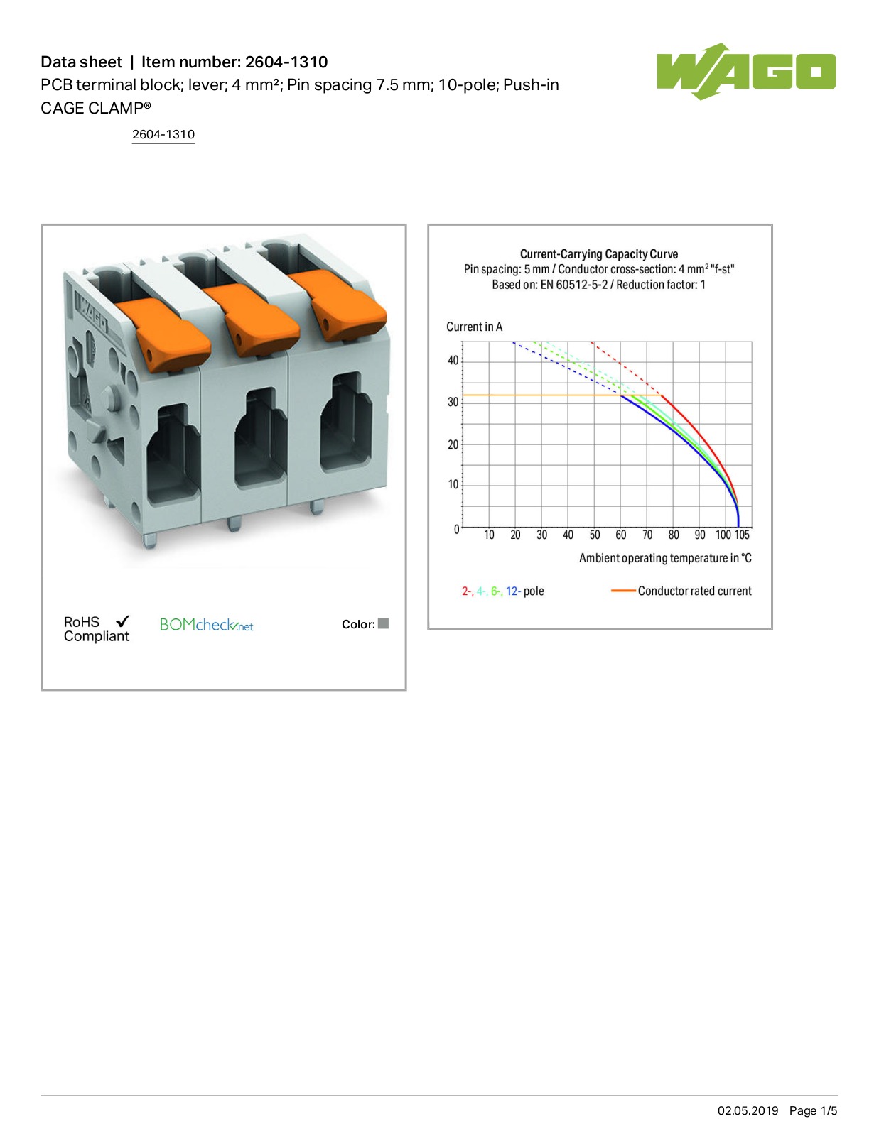 Wago 2604-1310 Data Sheet