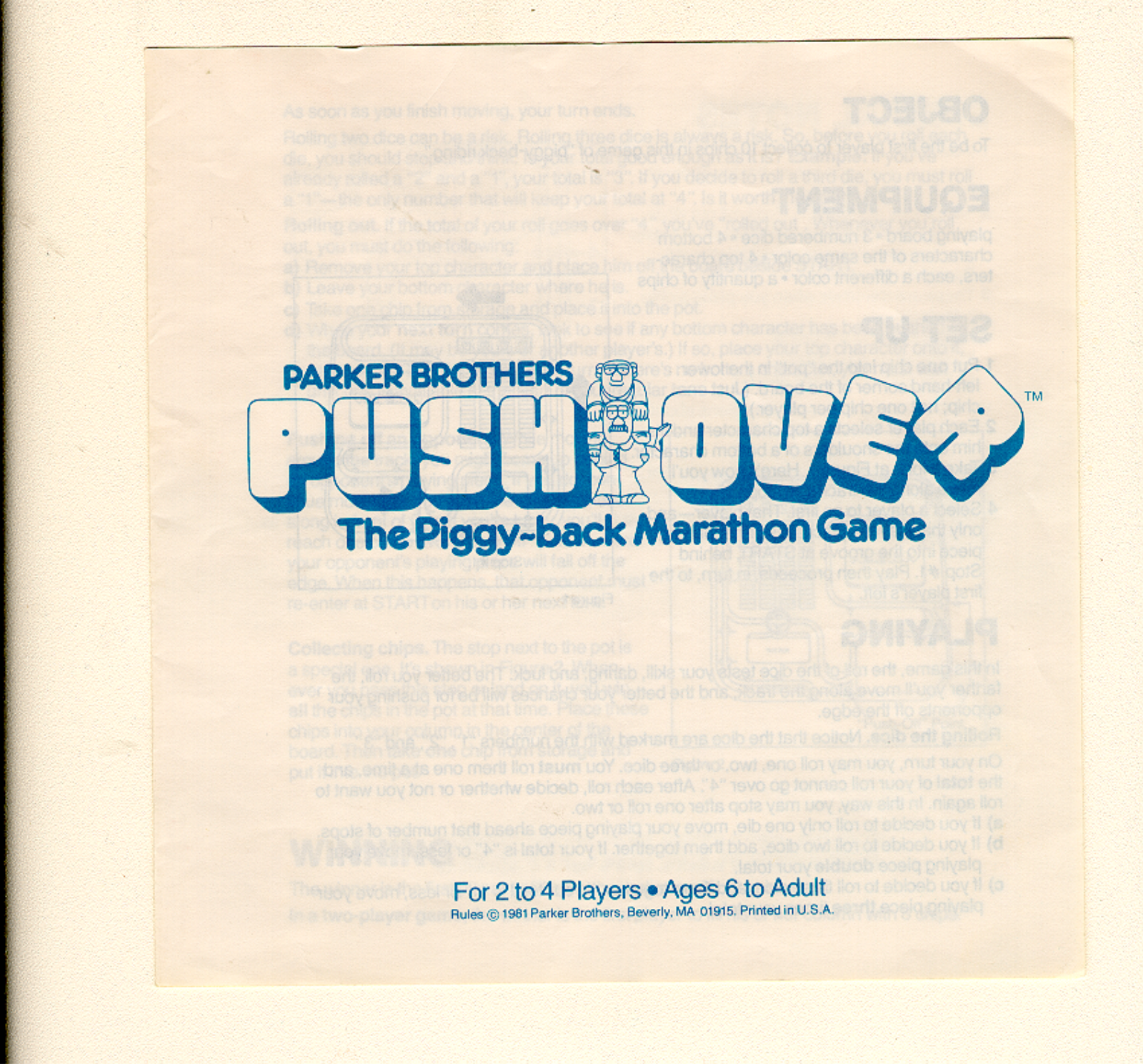 Hasbro Pushover User Manual