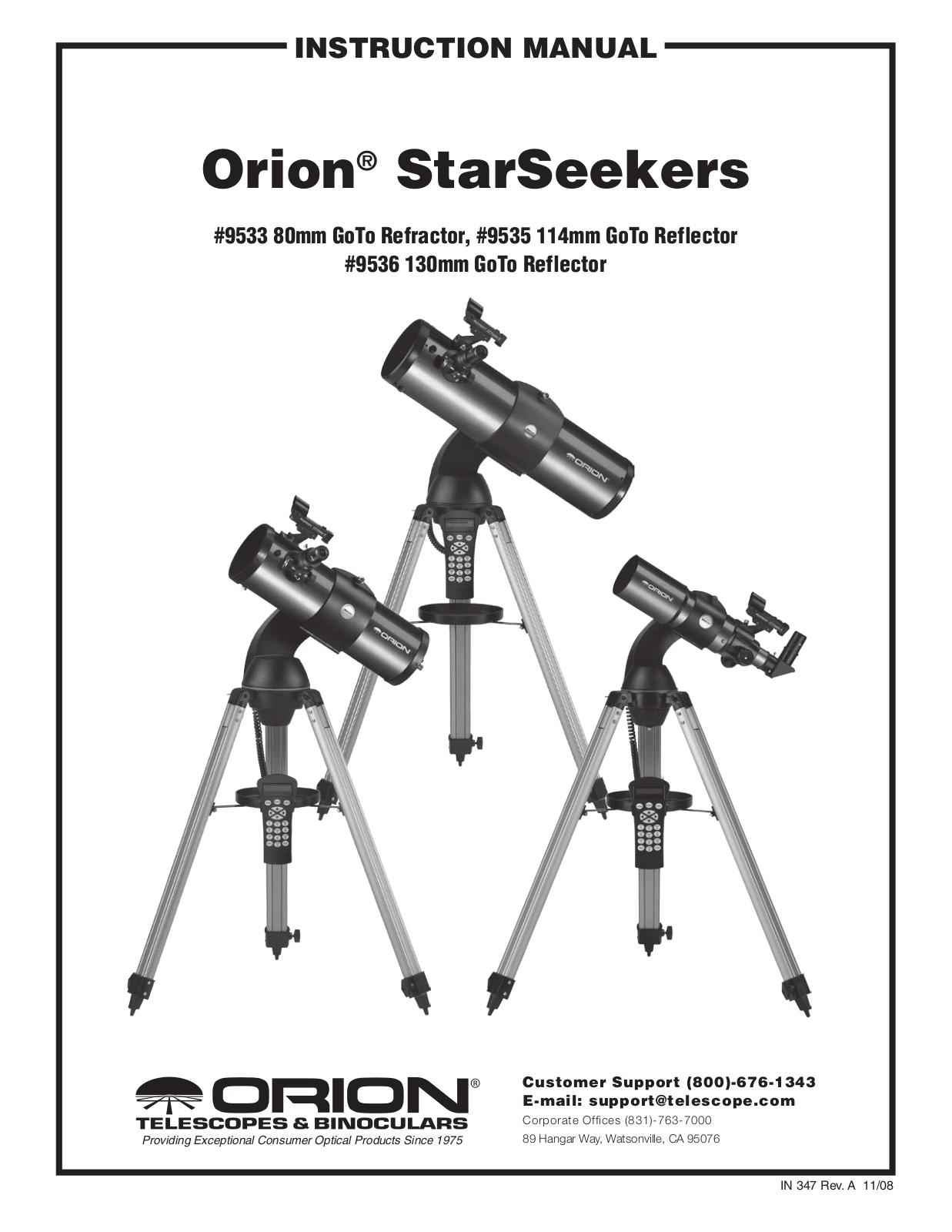 Orion 9536, 9533, 9535 User Manual