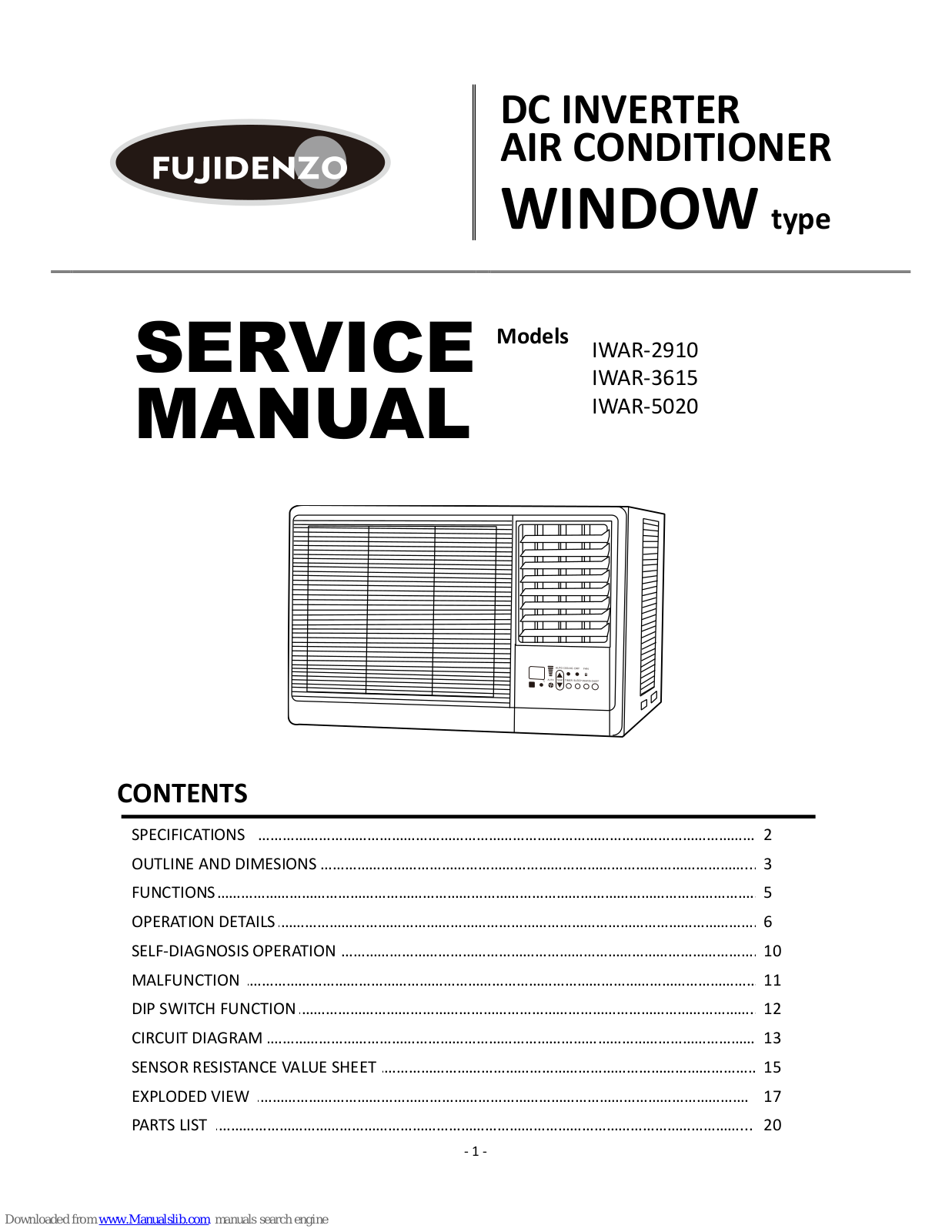 FUJIDENZO IWAR-2910, IWAR-3615, IWAR-5020 Service Manual