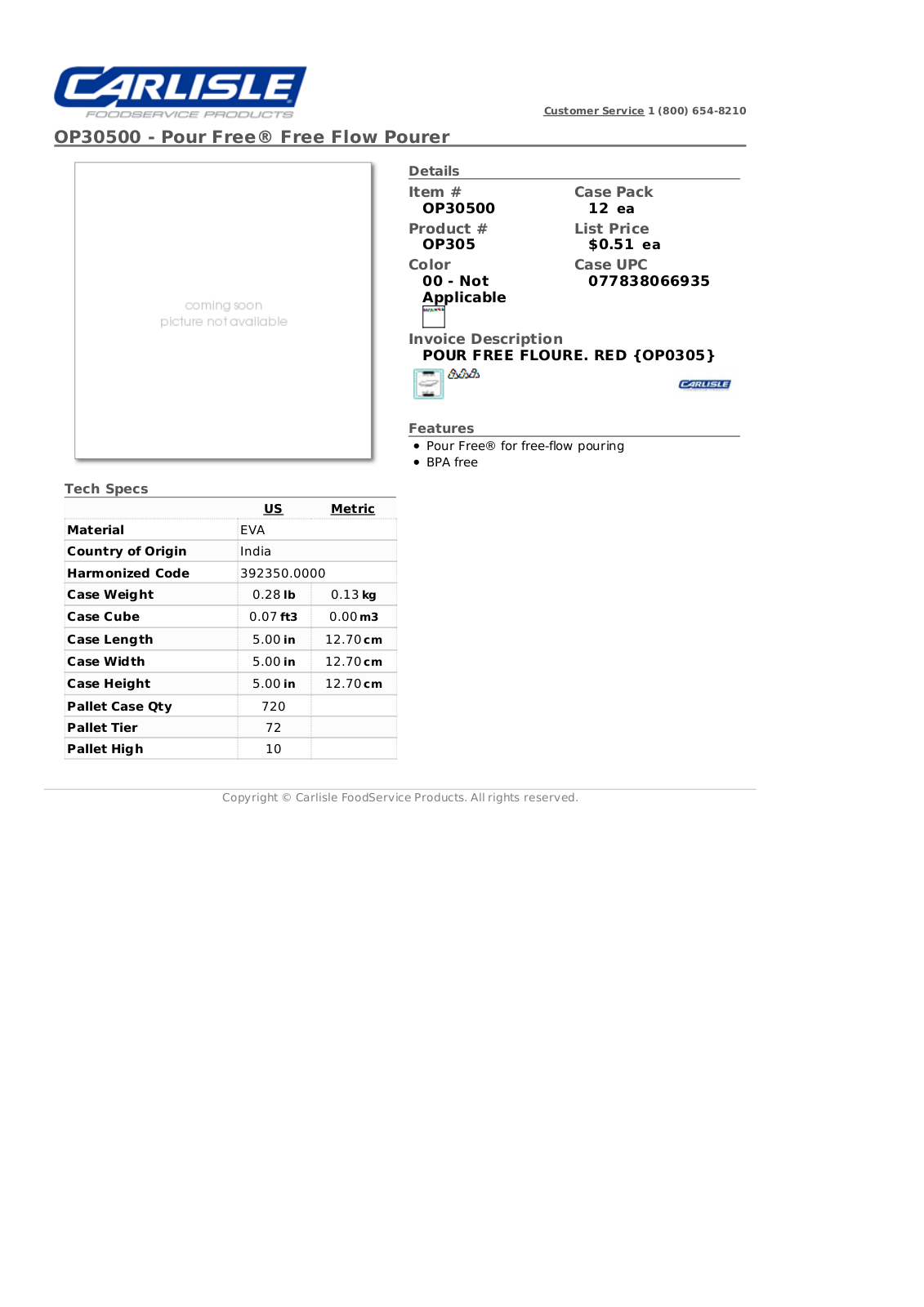 Carlisle OP30500 User Manual