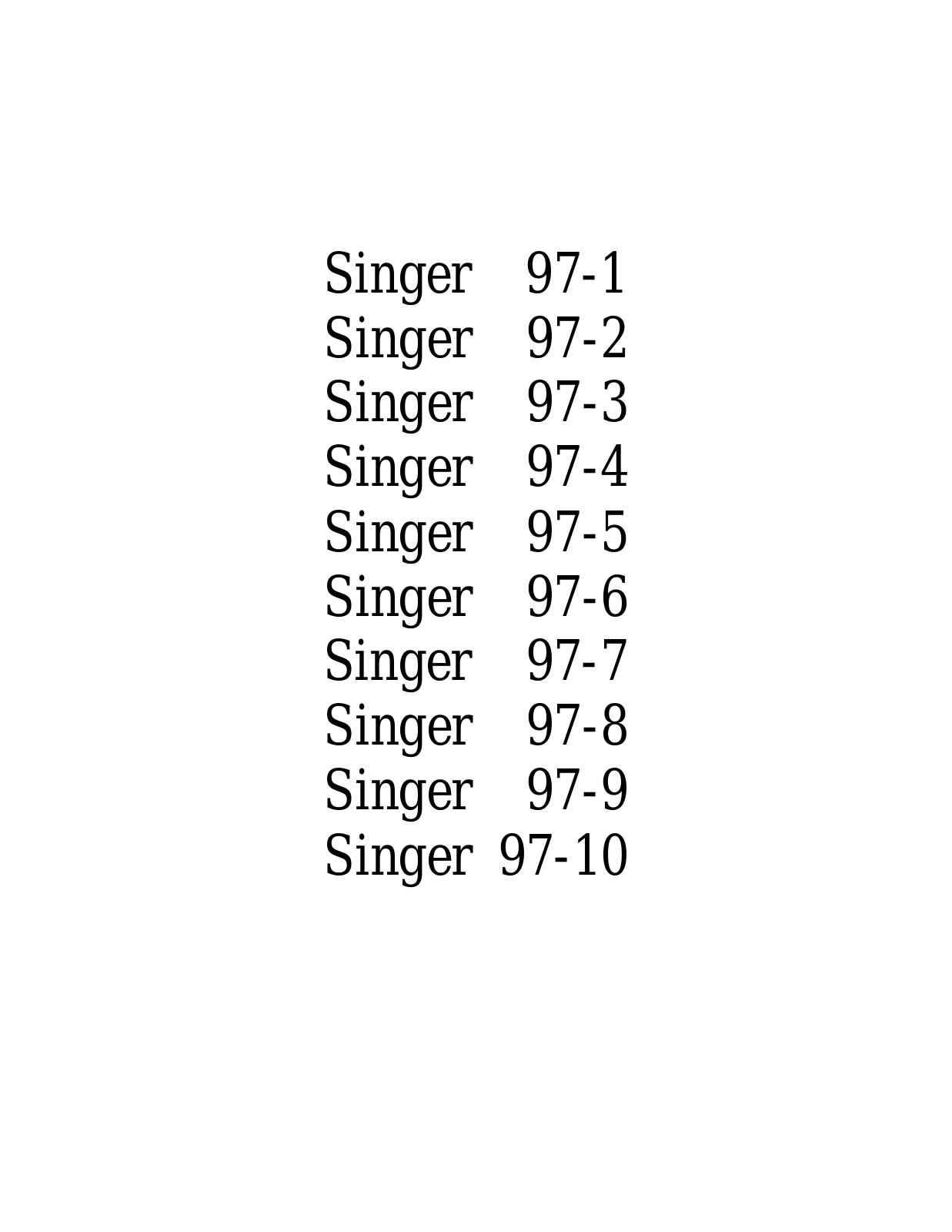 SINGER 97-7, 97-1, 97-2, 97-3, 97-4 Parts List