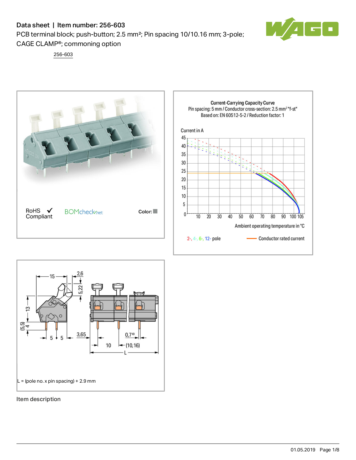 Wago 256-603 Data Sheet