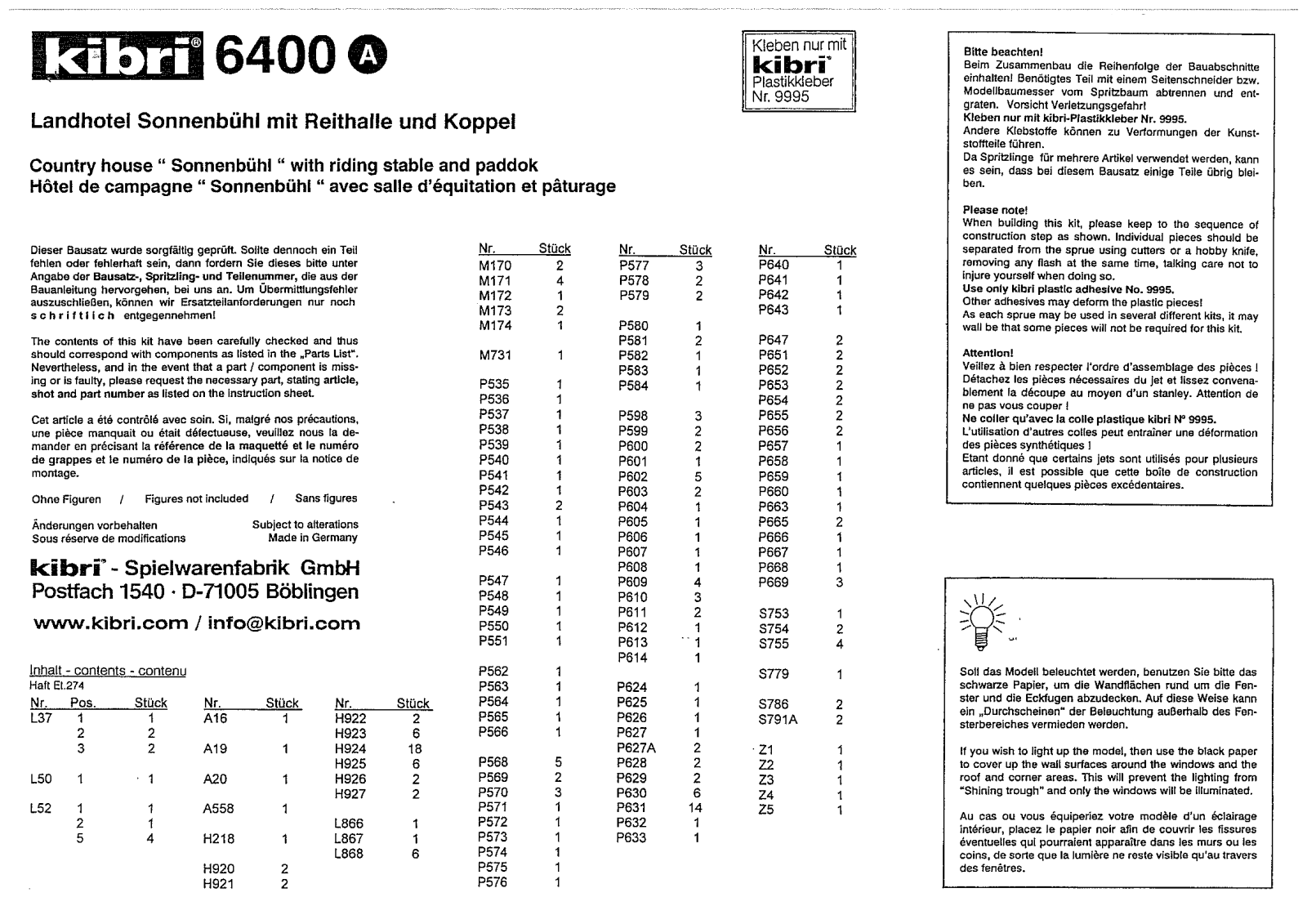 Kibri 6400 User Manual