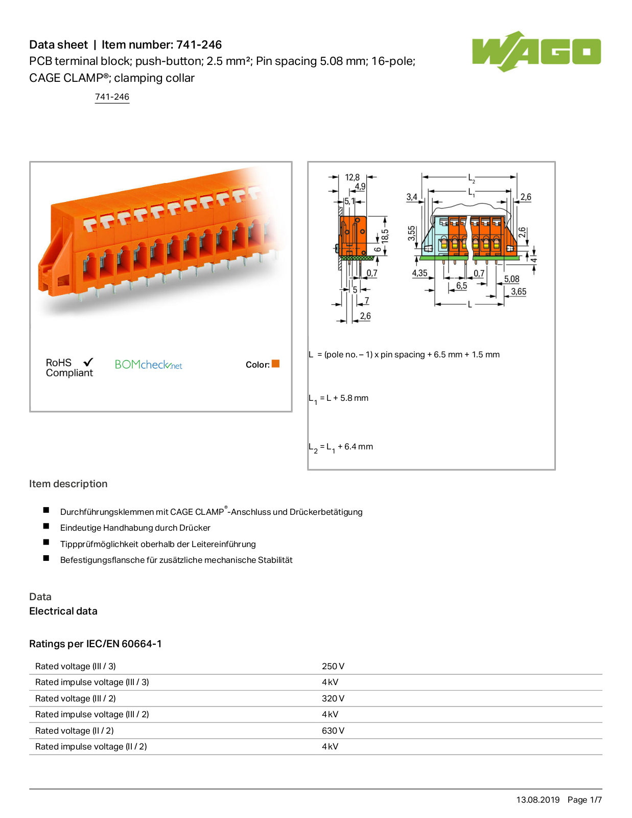 Wago 741-246 Data Sheet