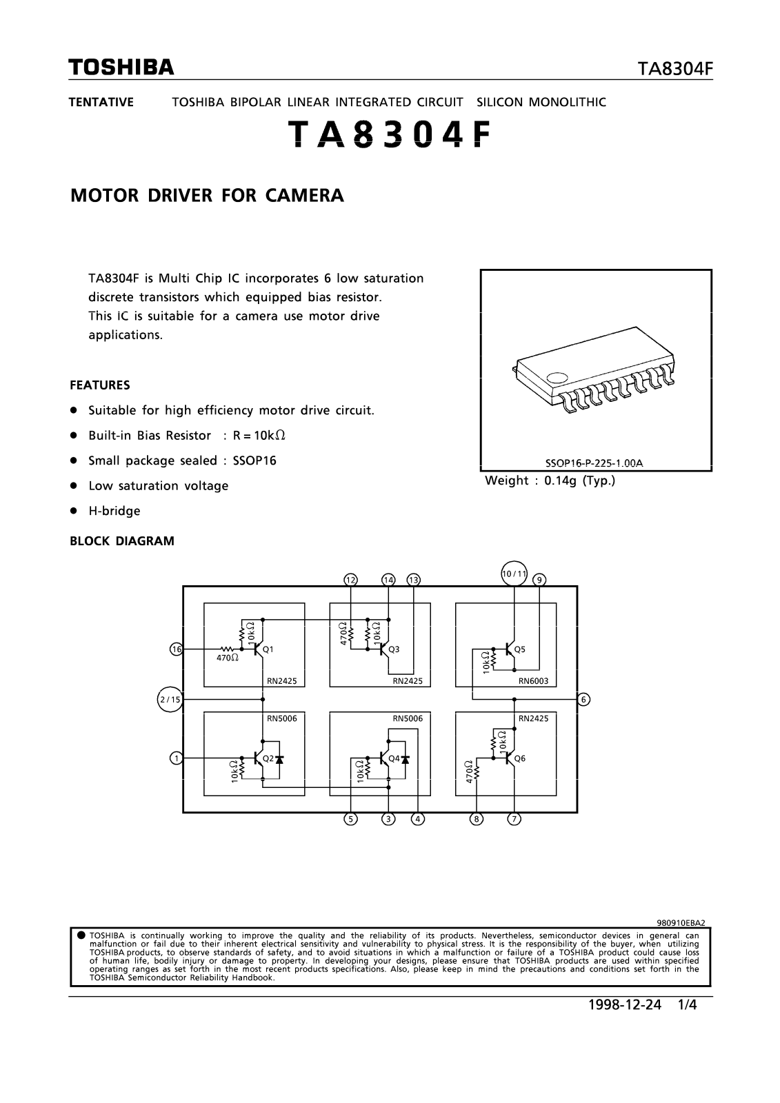 Toshiba TA8304F Datasheet