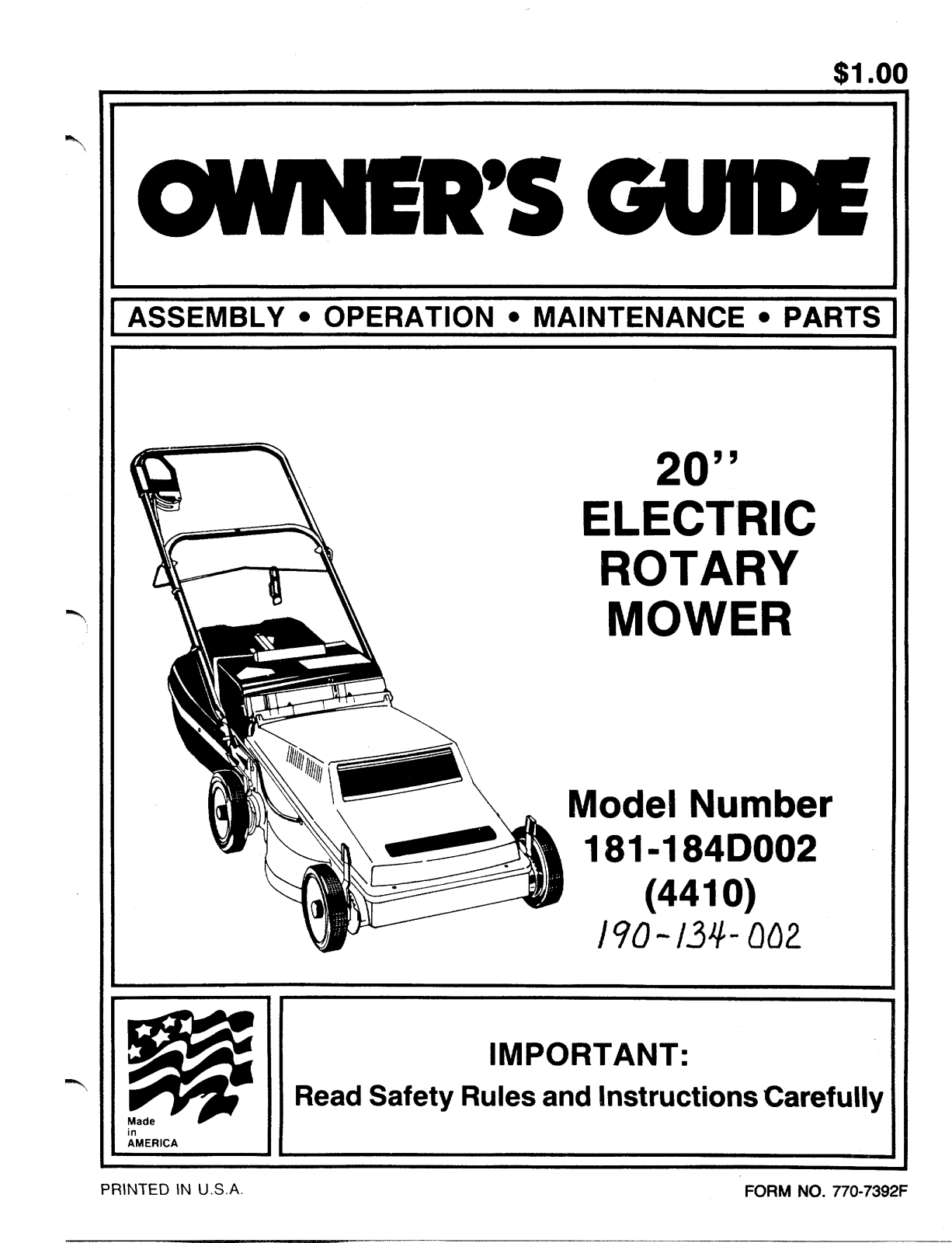 MTD 181-184D002 User Manual