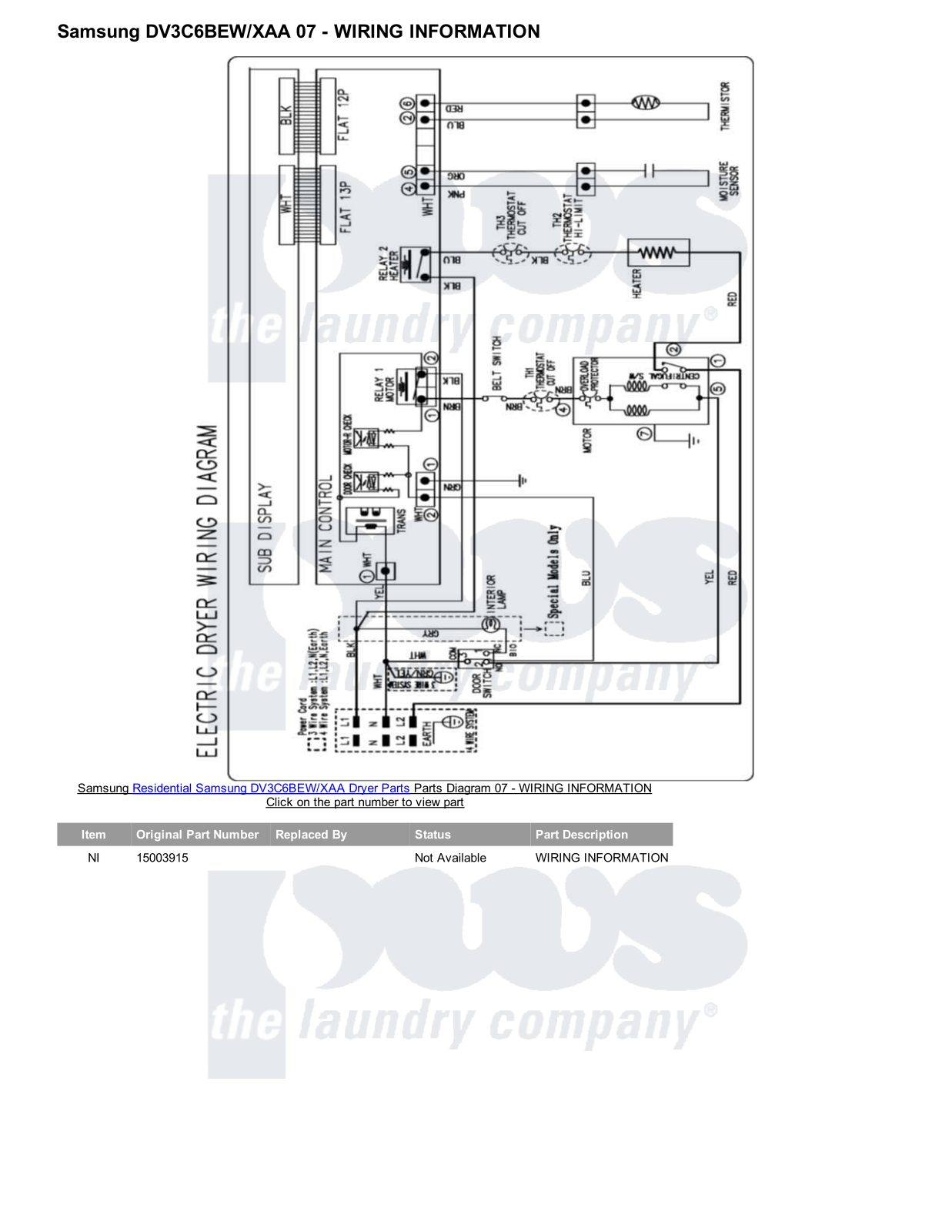 Samsung DV3C6BEW/XAA Parts Diagram