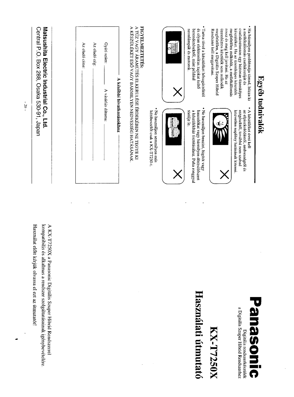 Panasonic KX-T7250X User Manual