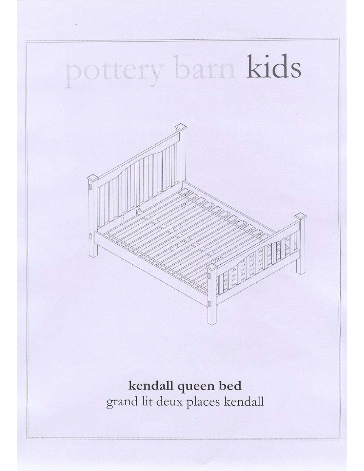 Pottery Barn Kendall Queen Bed Assembly Instruction