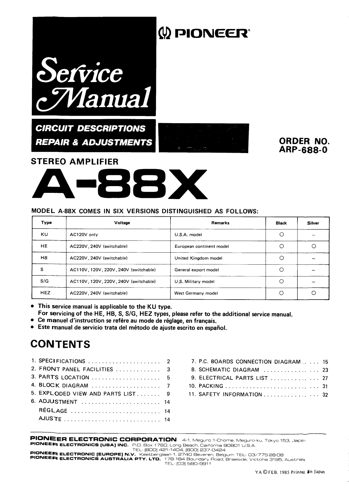 Pioneer A-88-X Service manual