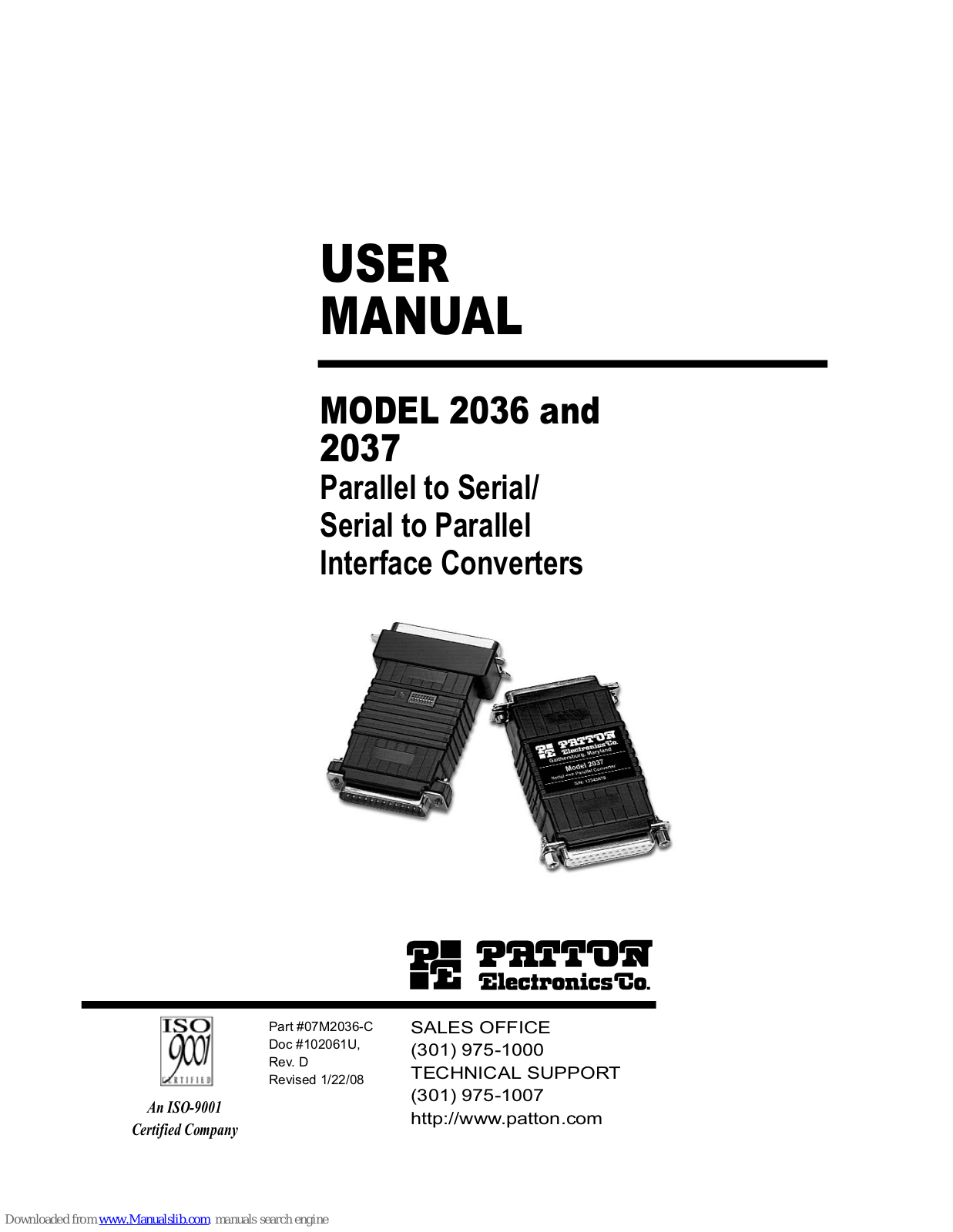 Patton electronics 2036, 2037 User Manual