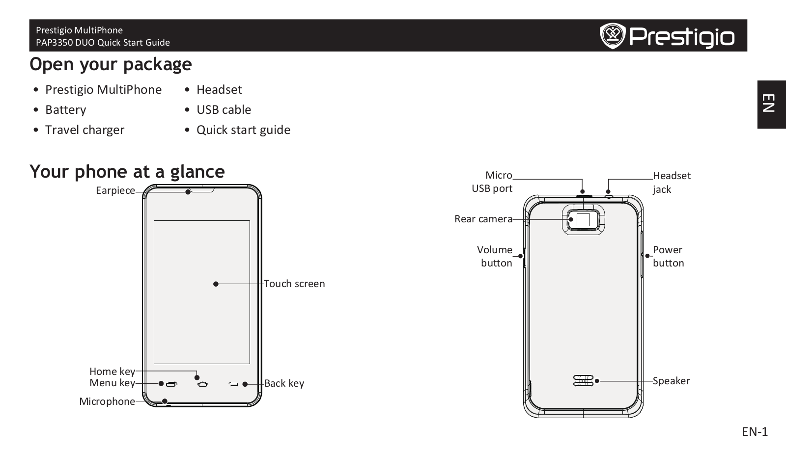 Prestigio PAP-3350 Duo Quick Start Guide