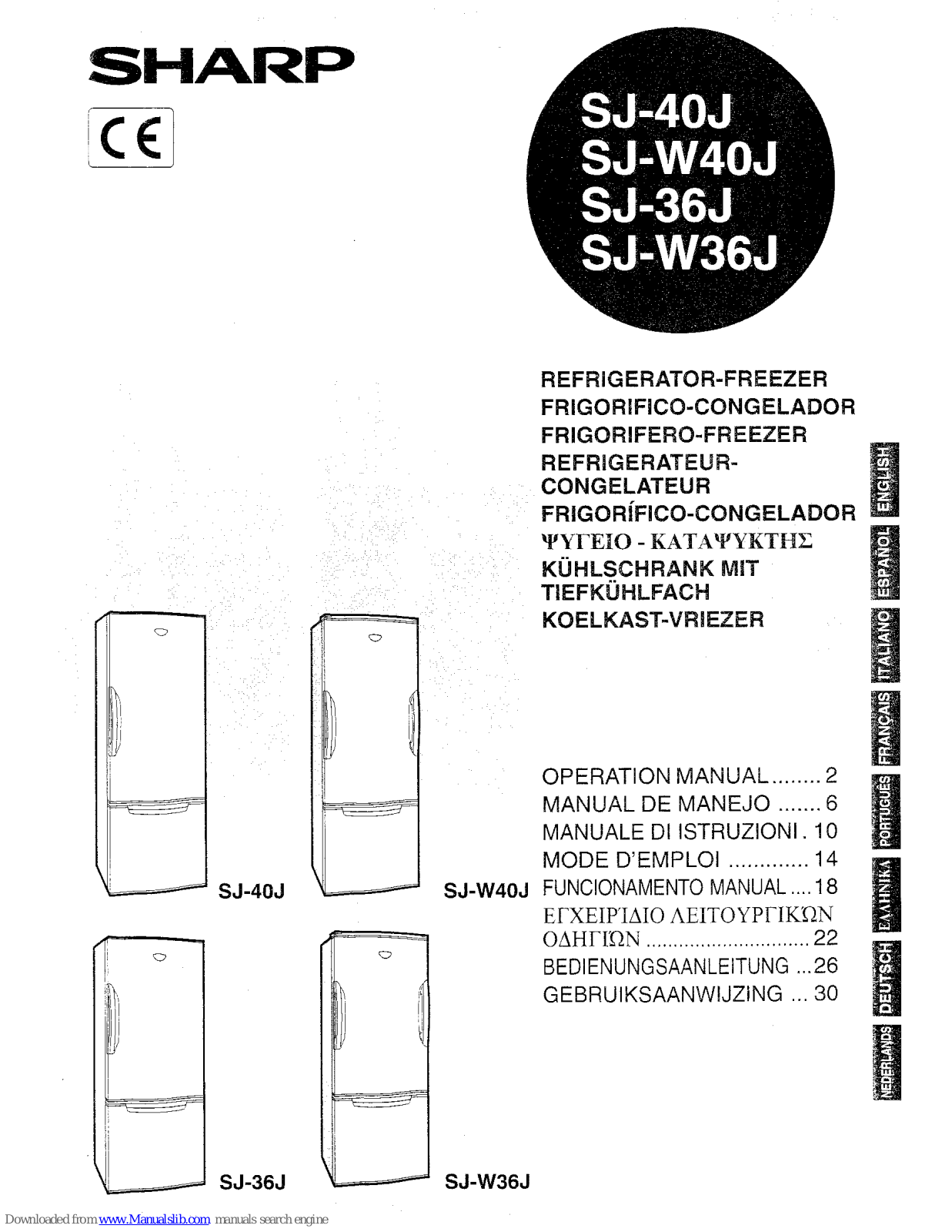 Sharp SJ-40J,SJ-W40J,SJ-36J,SJ-W36J Operation Manual