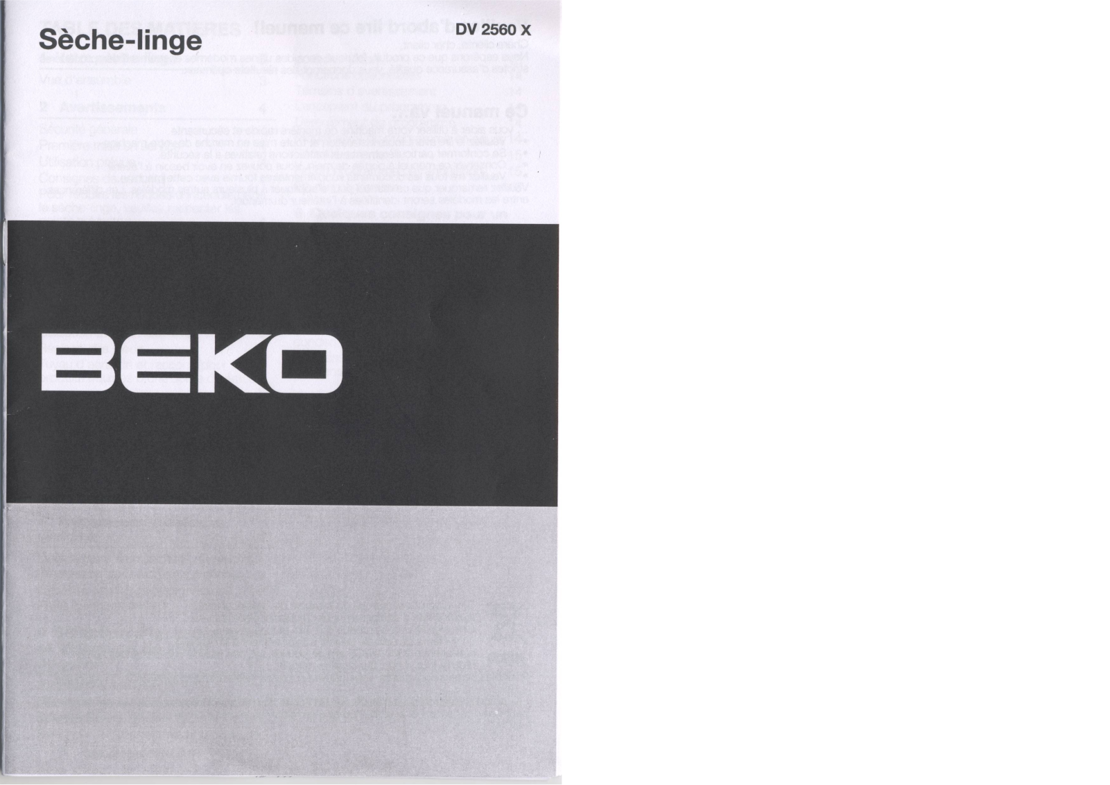 BEKO DV 2560 X User Manual