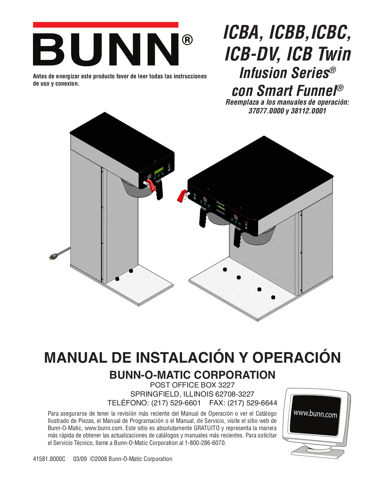 Bunn TWIN INFUSION ICBB, TWIN INFUSION ICBC, TWIN INFUSION ICB-DV, TWIN INFUSION ICB, TWIN INFUSION ICBA User Manual 2