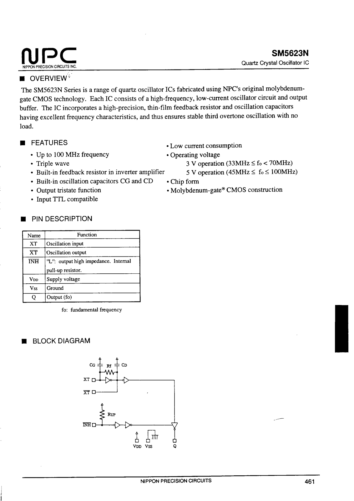 NPC SM5623NA, SM5623NB, SM5623NC, SM5623NE, SM5623NF Datasheet