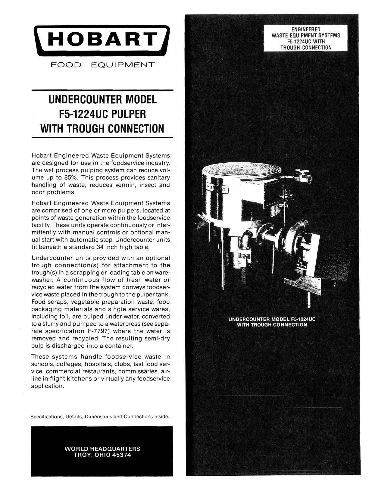 Hobart F5-1224UC User Manual