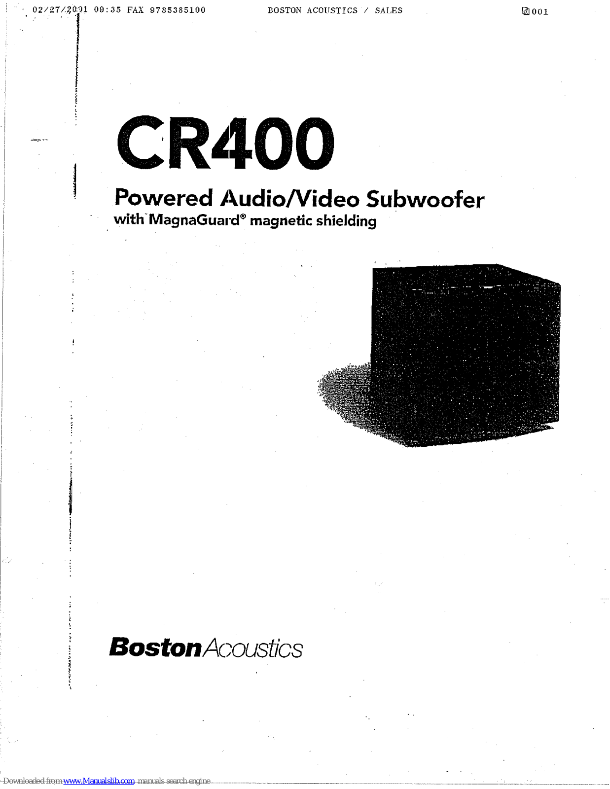 Boston Acoustics CR400 User Manual