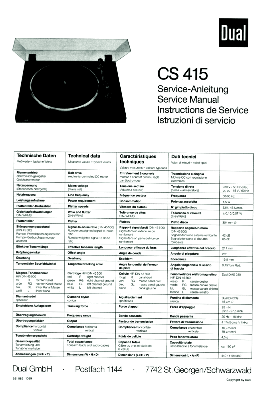 Dual CS-415 Service manual