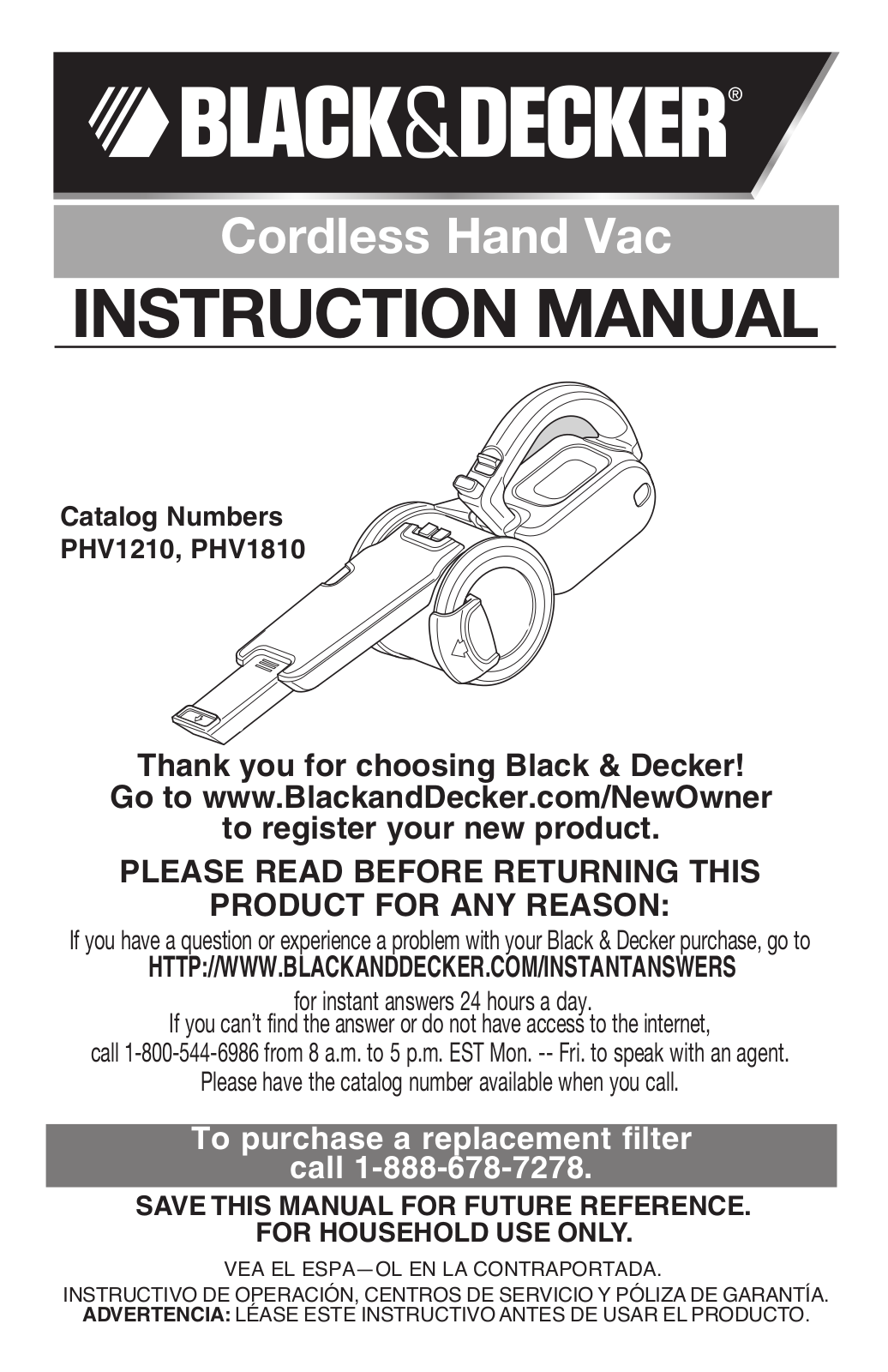 Black & Decker PHV1210 User Manual