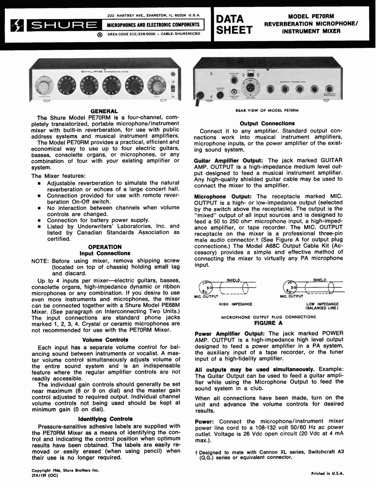 Shure PE70rm Schematic - ManualMachine.com