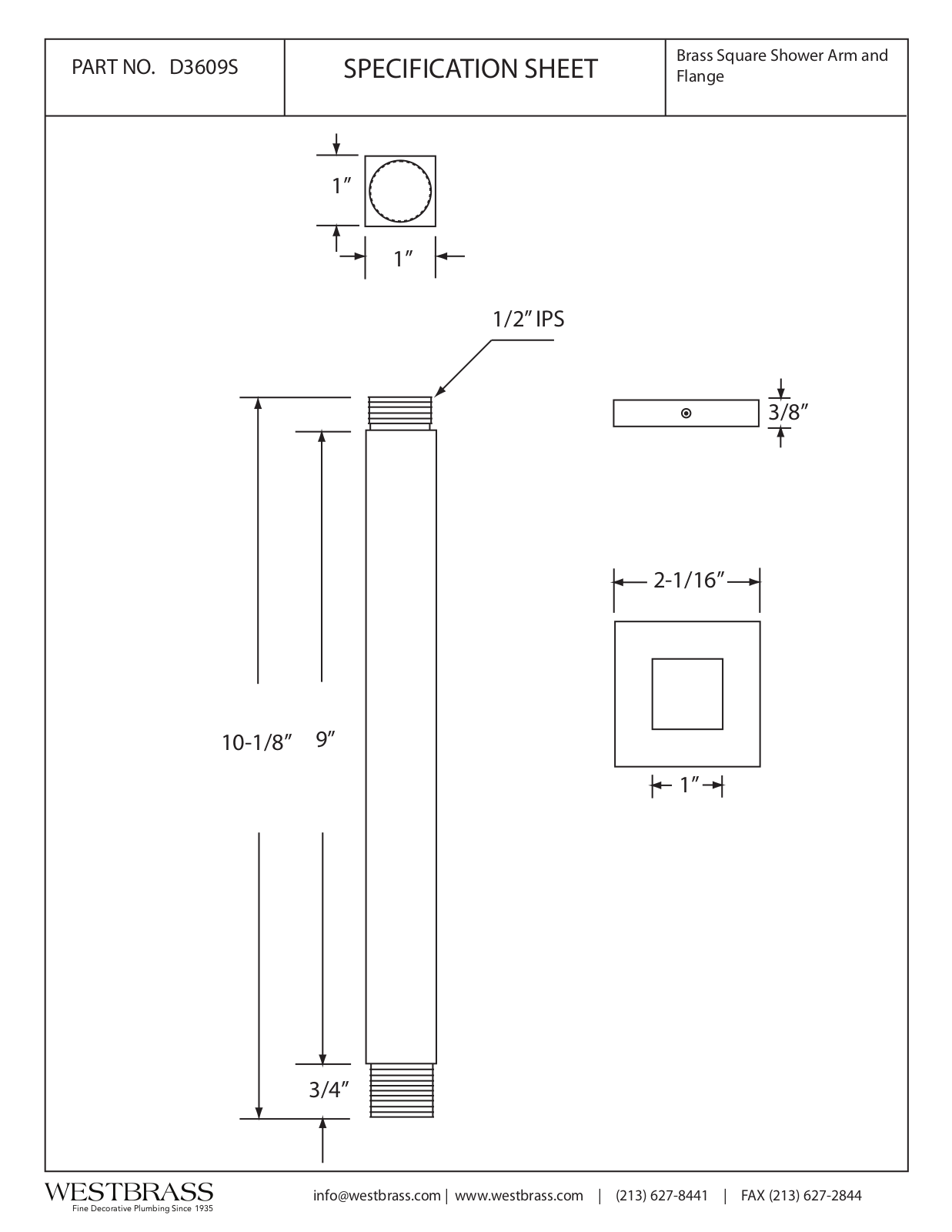 Westbrass WTB1142 Dimensions - ManualMachine.com