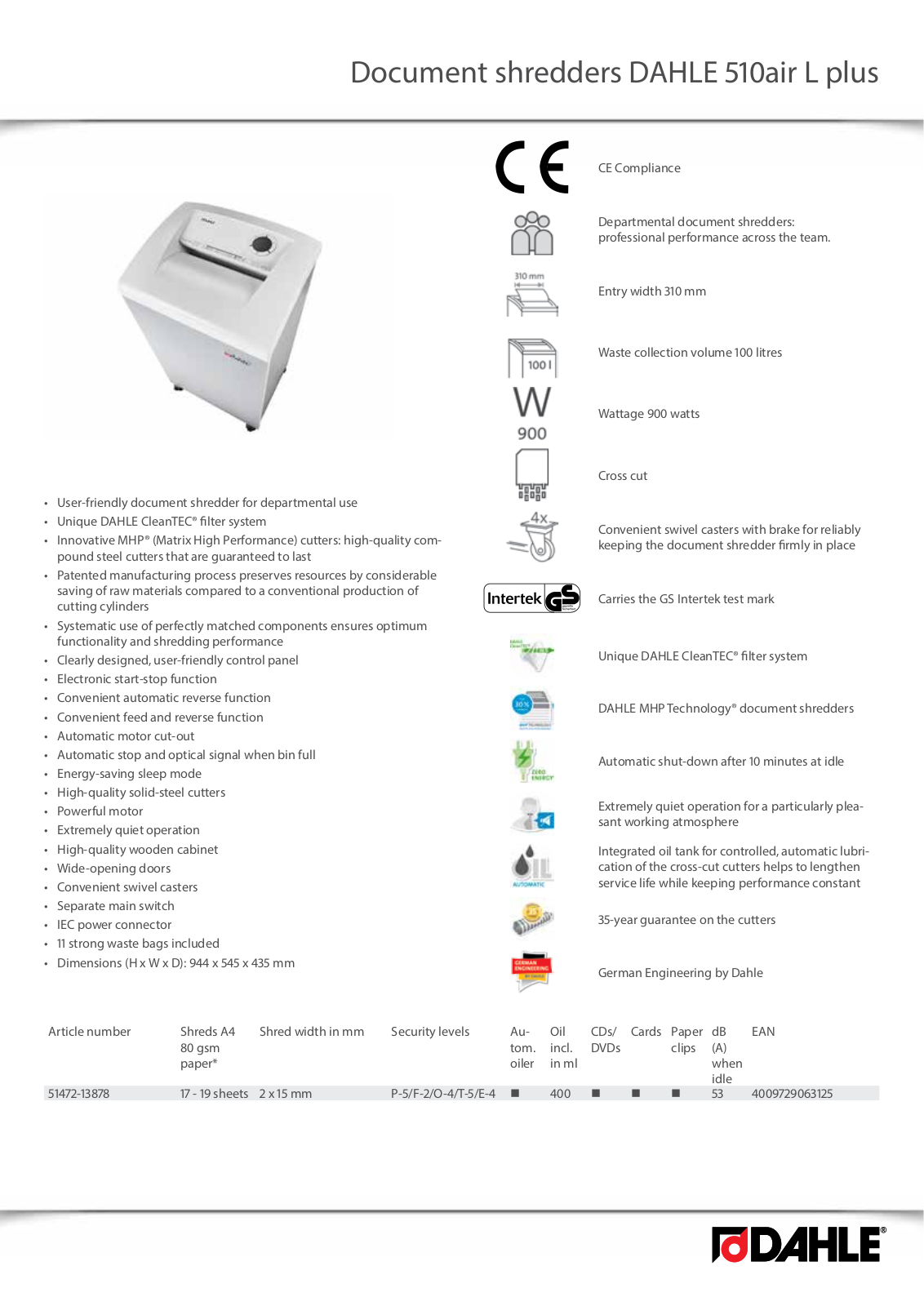 Dahle 510air L plus User Manual