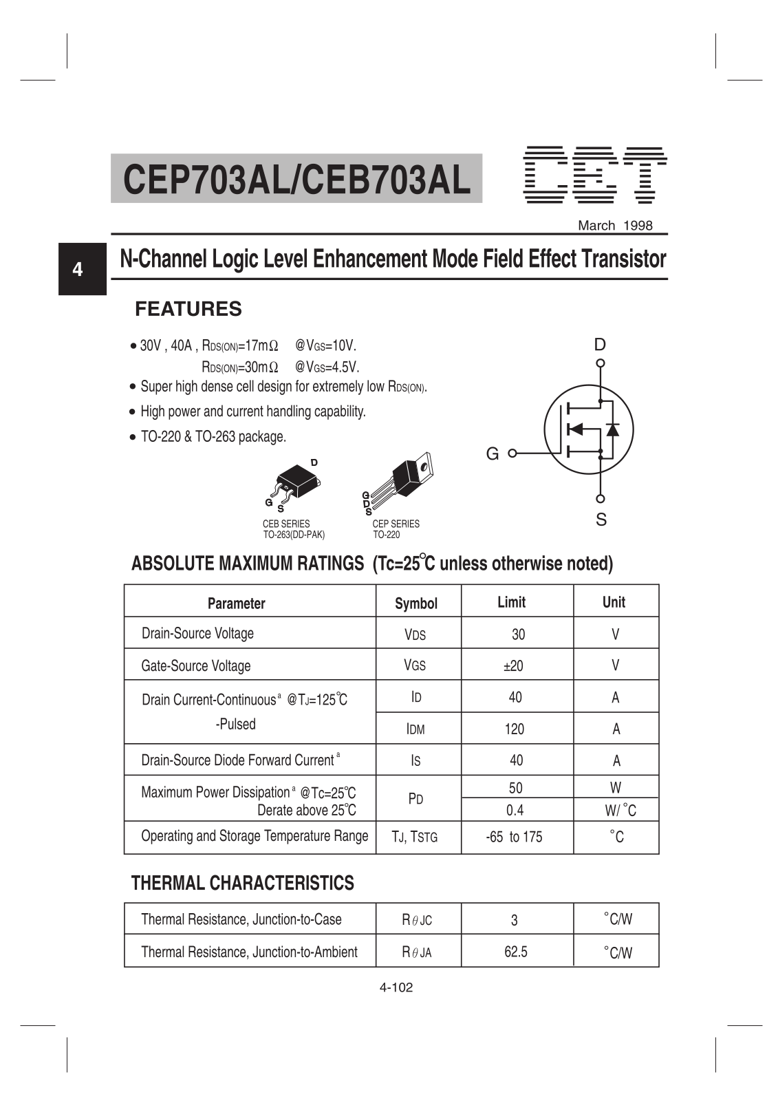 CET CEP703AL, CEB703AL Datasheet