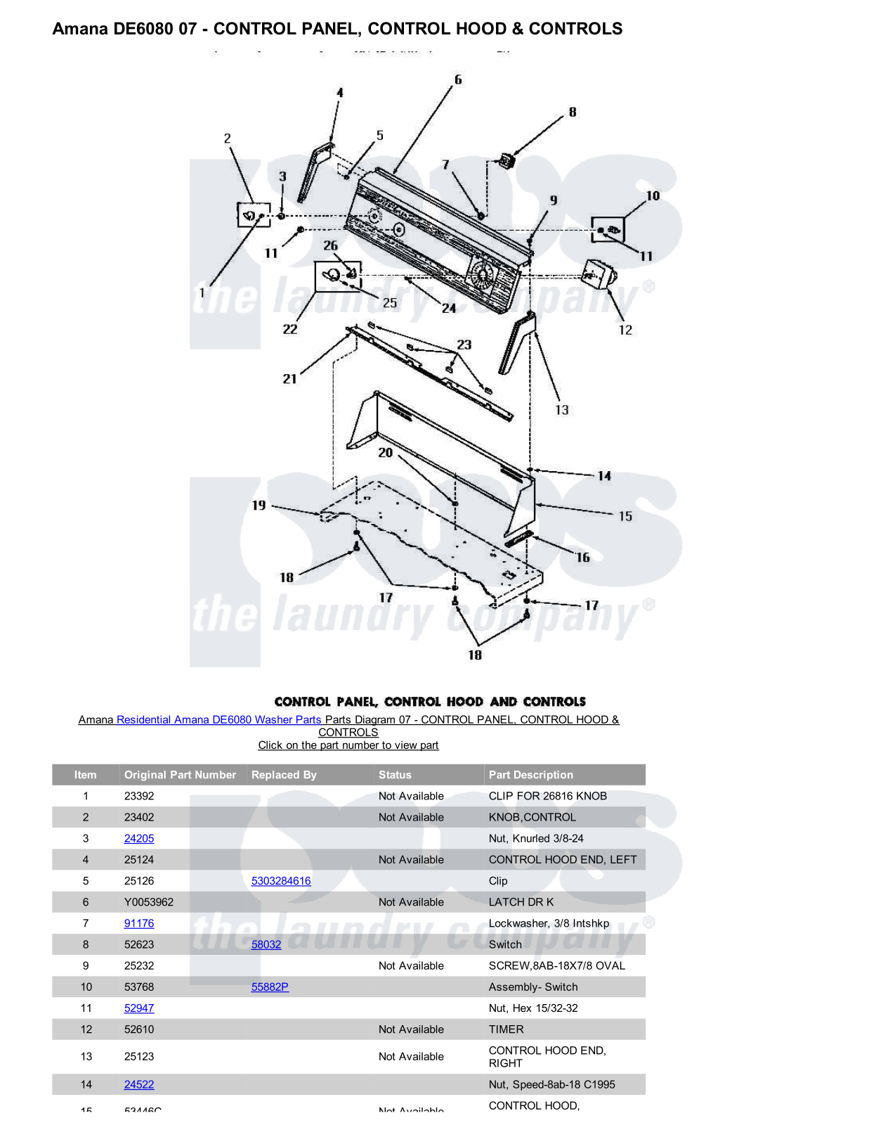 Amana DE6080 Parts Diagram