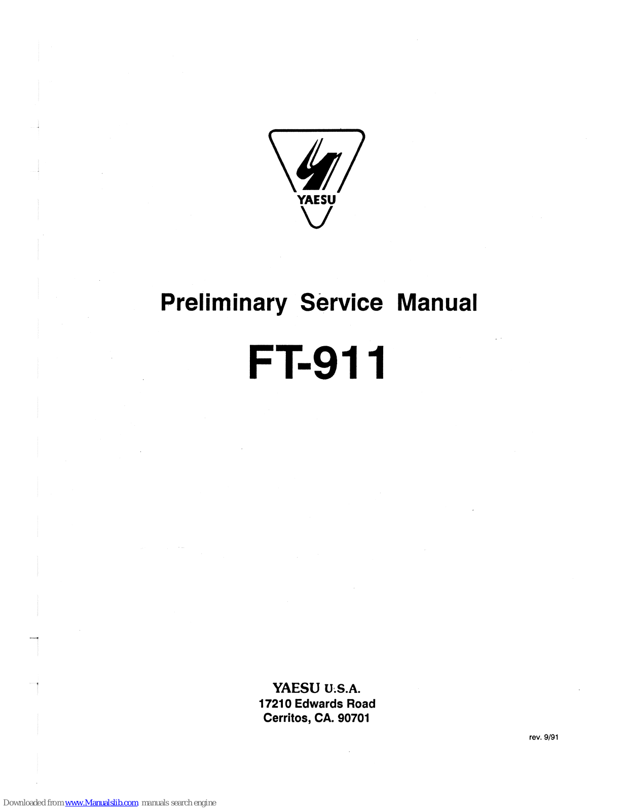 Yaesu FT-911 Preliminary Service Manual