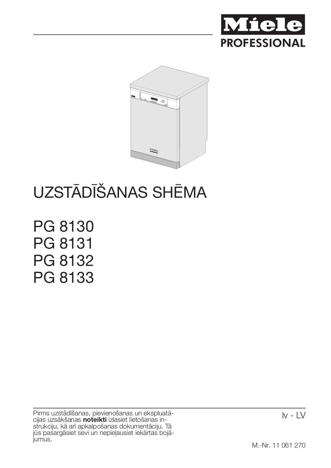 Miele PG 8130, PG 8131, PG 8132, PG 8133 Installation diagram