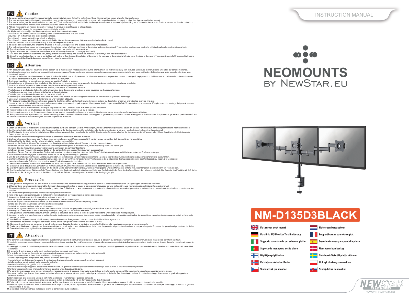 Newstar NM-D135D3BLACK User Manual