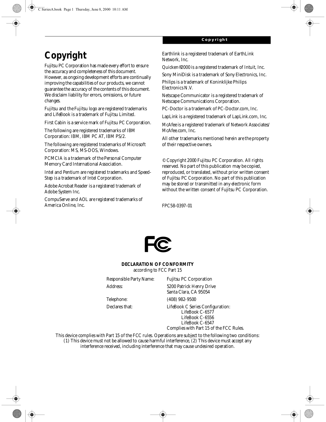 Fujitsu LifeBook E6540, LifeBook C6547, LifeBook E6556, LifeBook E6570, LifeBook C6556 User Manual