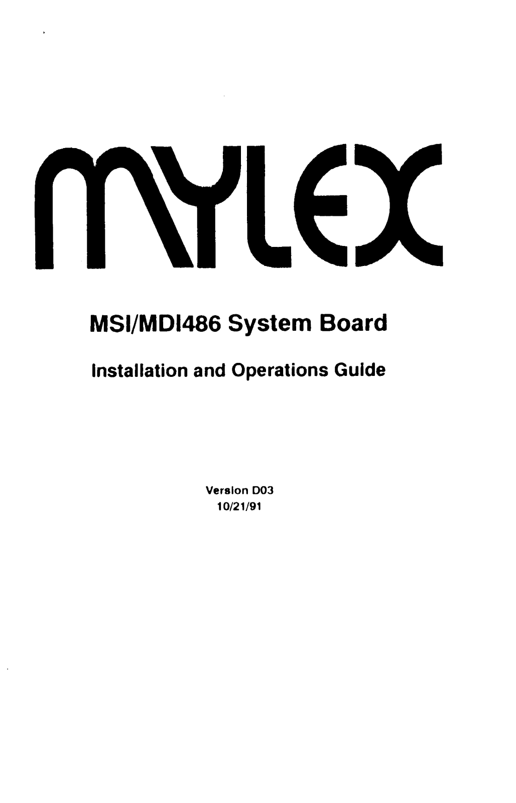 Mylex MDI486, MSI486 User Manual - ManualMachine.com
