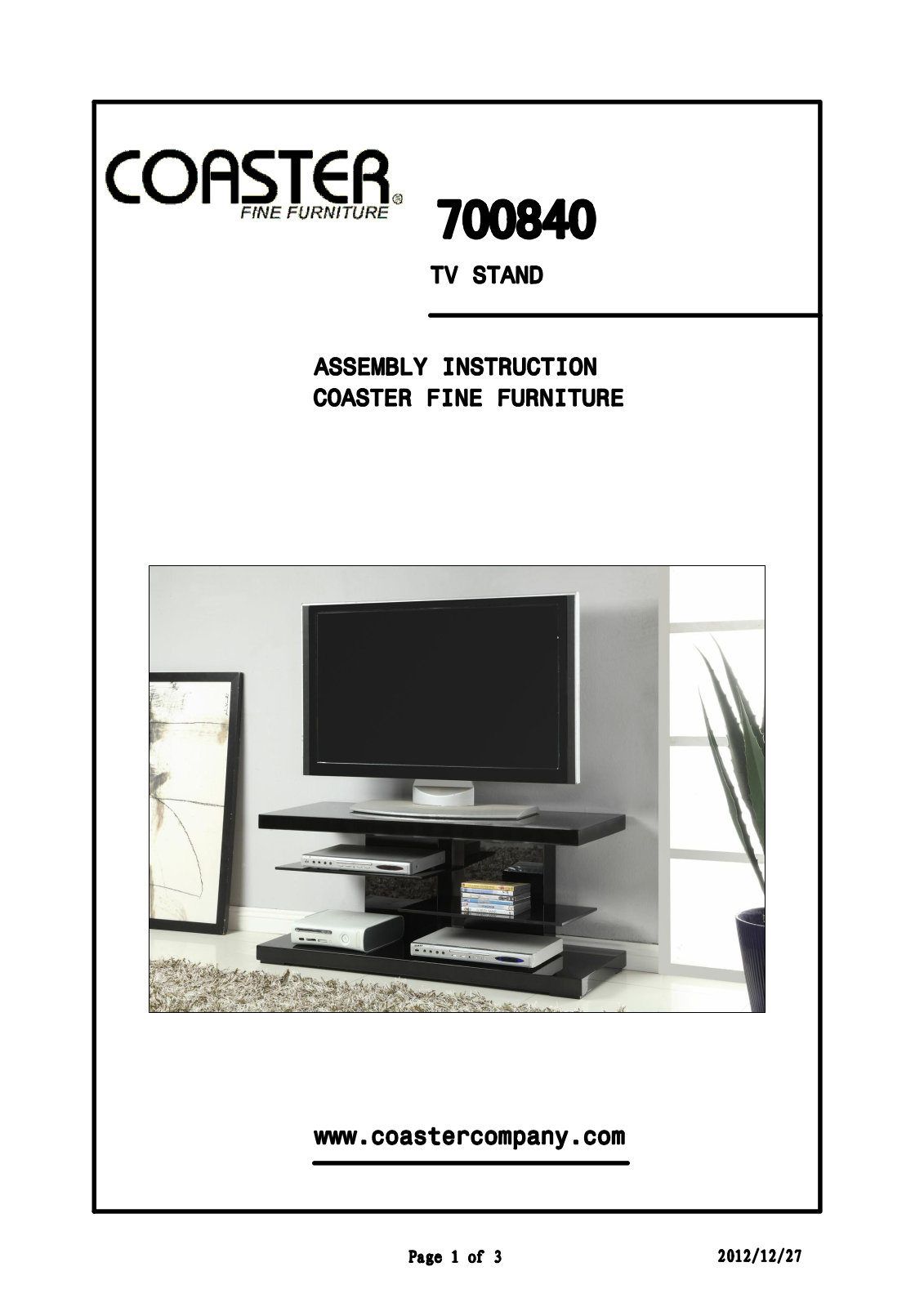 Coaster 700840 Assembly Guide